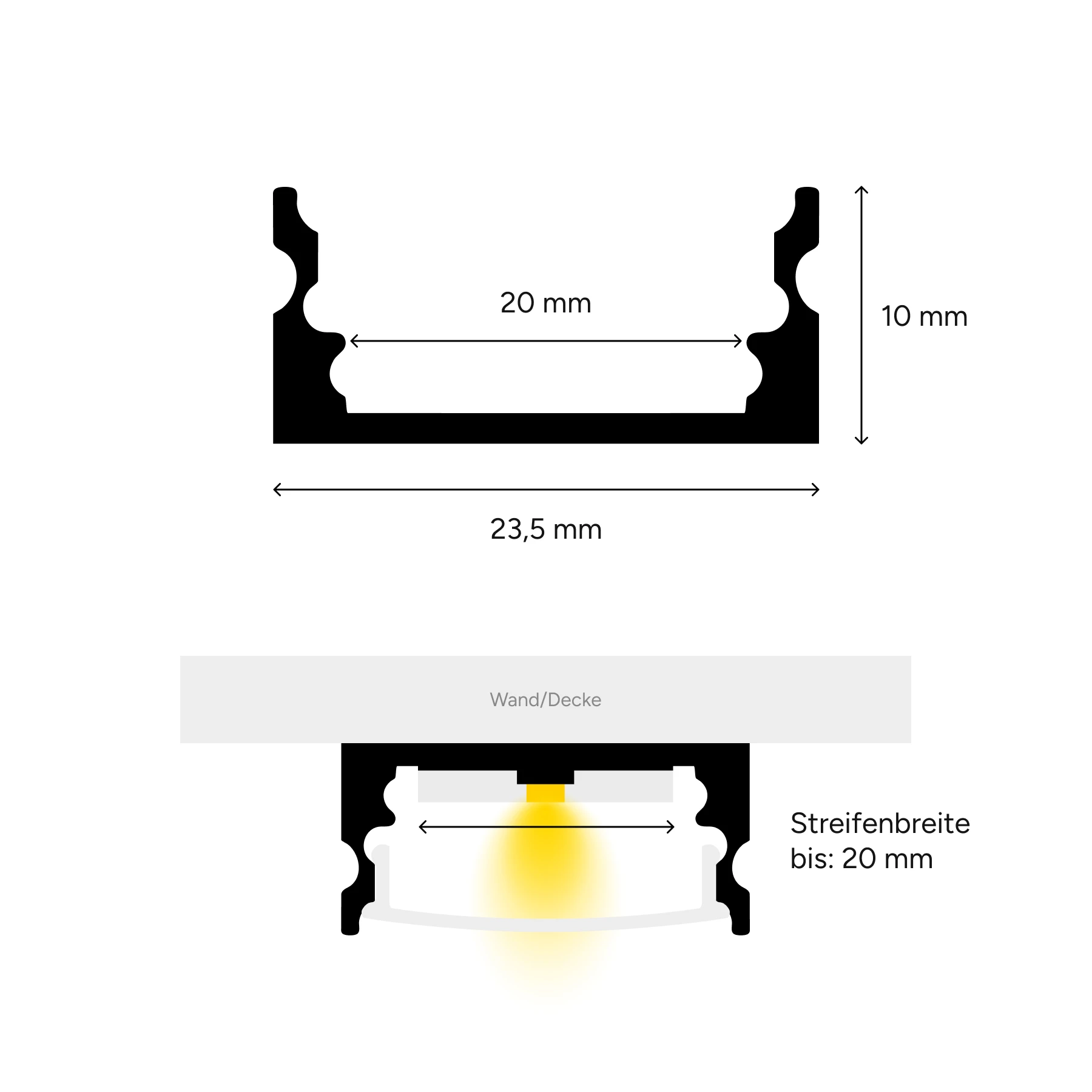 12V Slim Line  Aluminium LED Leiste – RGBW ( RGB & warmweiß ) – transparente Abdeckung - 198cm mit 117 SMD LEDs - 33 Watt 936 Lumen