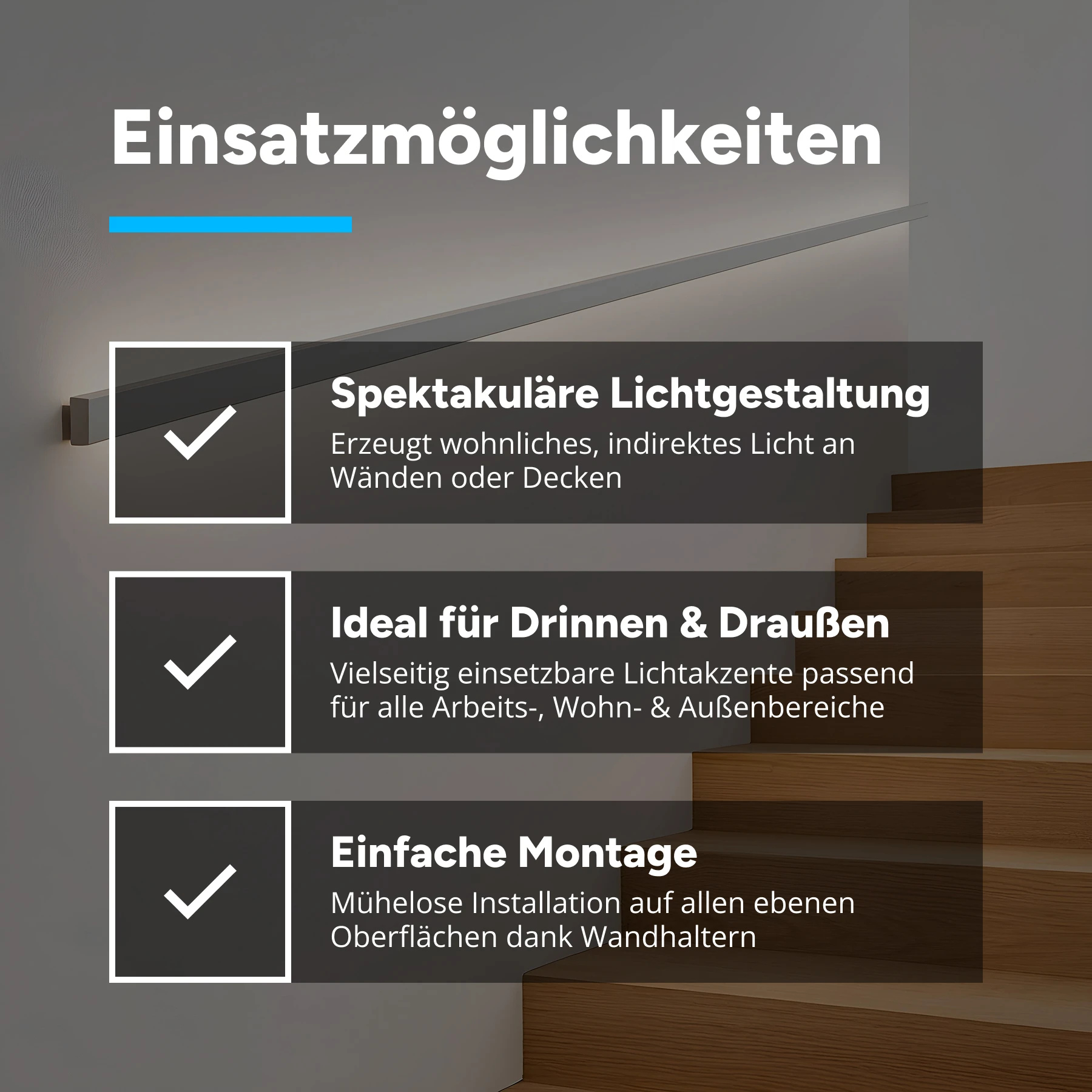 Aluminium LED Wand Profil, up / down light, 4,90 x 1,70 x 50cm - ohne Abdeckung - 2er Set - einseitig mit Loch