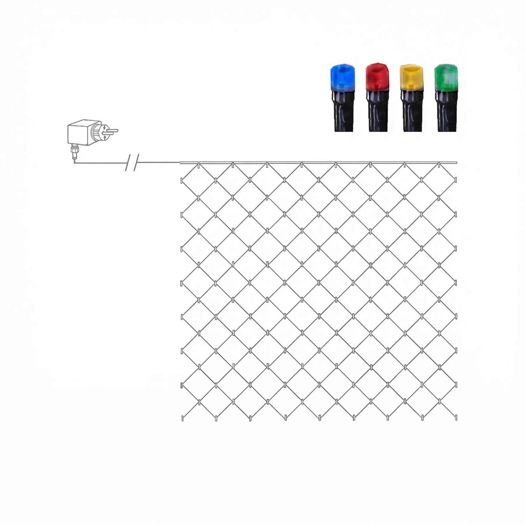 Serie LED - Lichternetz für außen - 3 m - 180 LEDs - Netzbetrieb - Mehrfarbig