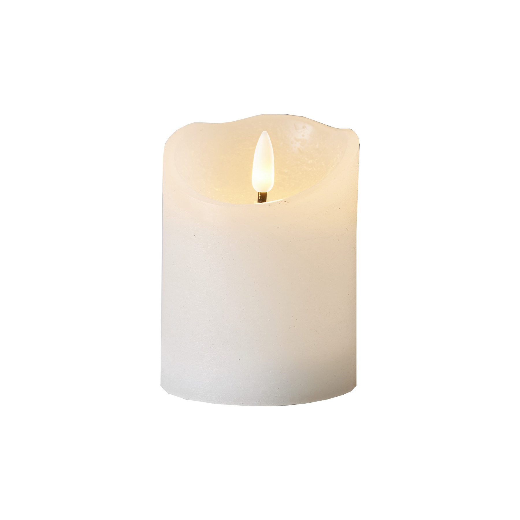Flamme Rustic - Kerze für innen - Weiß - Höhe: 10 cm - Batteriebetrieb - Timer - flackernd