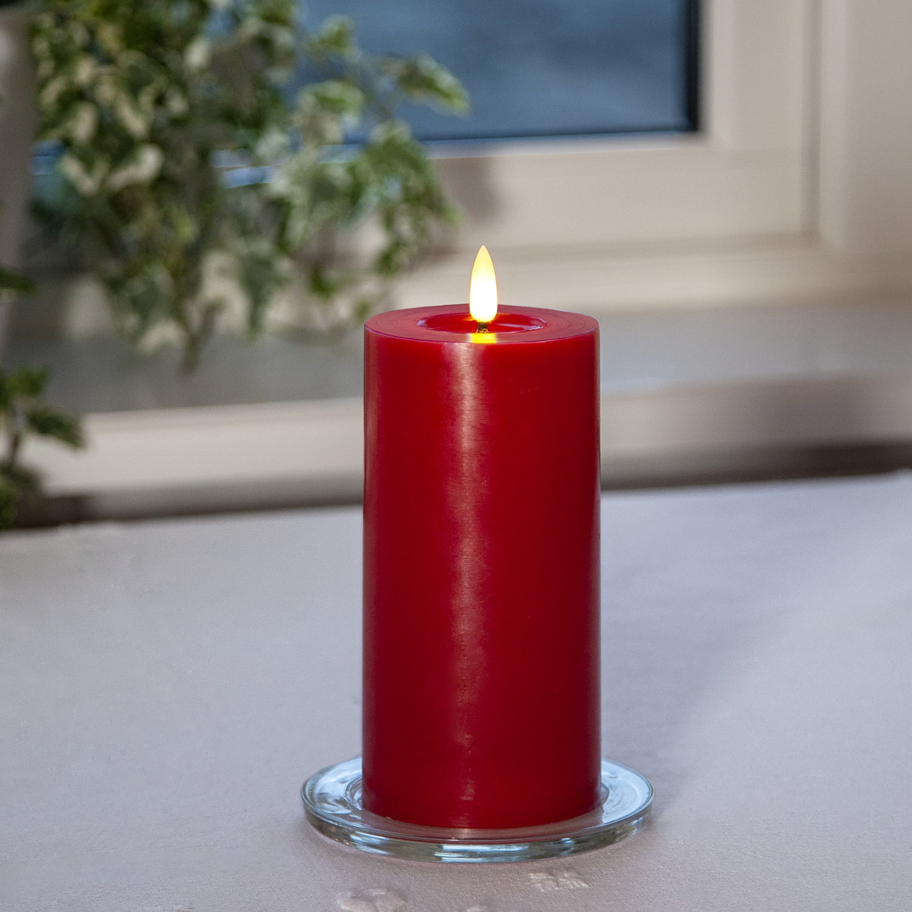 Flamme Flow - Kerze für innen - Rot - Höhe: 17,5 cm - Batteriebetrieb - Timer - flackernd