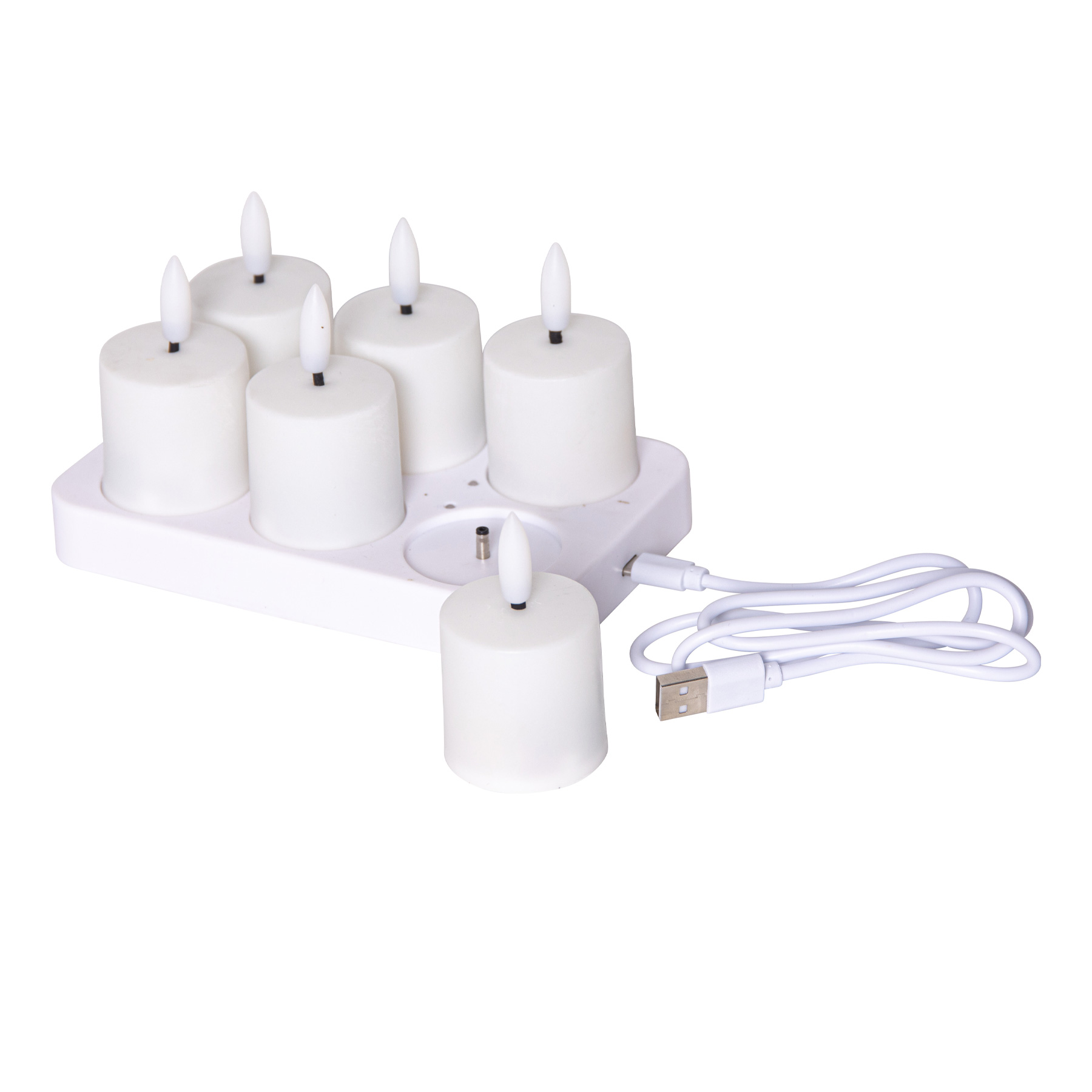 Flamme - Kerzen Set für innen - Weiß - Höhe: 8,5 cm - Akkubetrieb - sanft flackernd