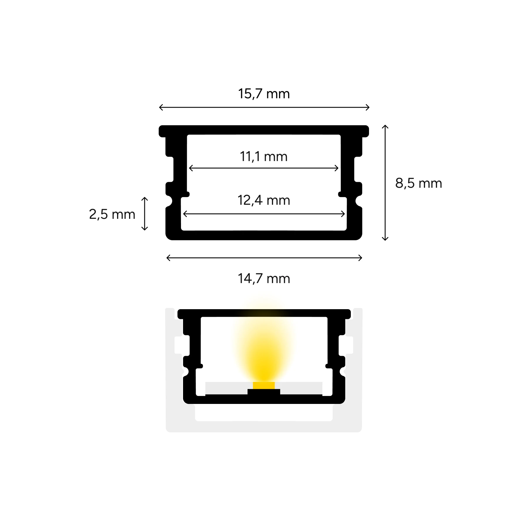 diffuse Abdeckung für LED Aufputzprofil - wasserfest, CC-77