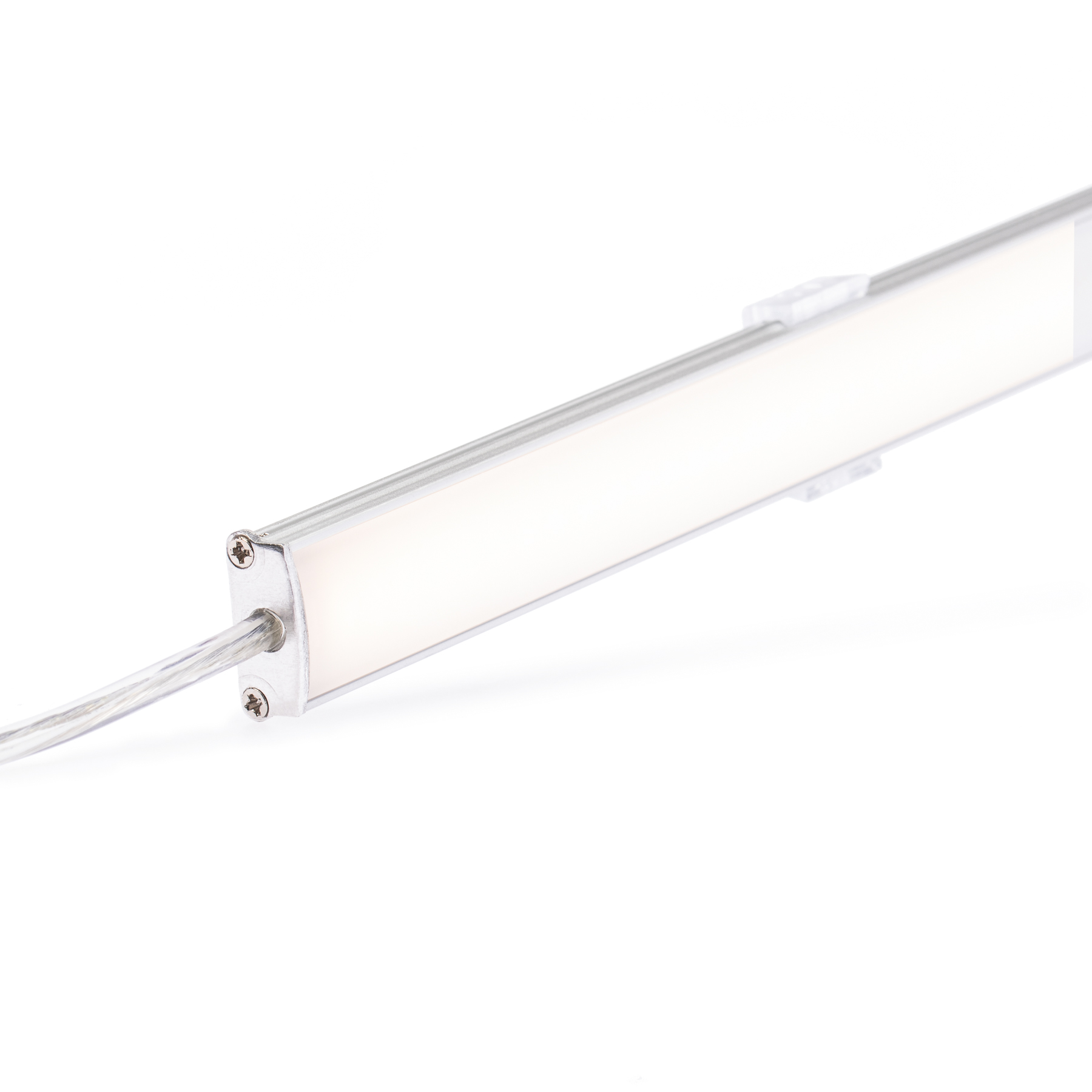 12V wasserfeste Aluminium LED Leiste – warmweiß – 50cm– diffuse Abdeckung  – IP65 - 20cm Eingangskabel mit DC-Rundbuchse 2polig - mit Ein- und Ausgangskabel