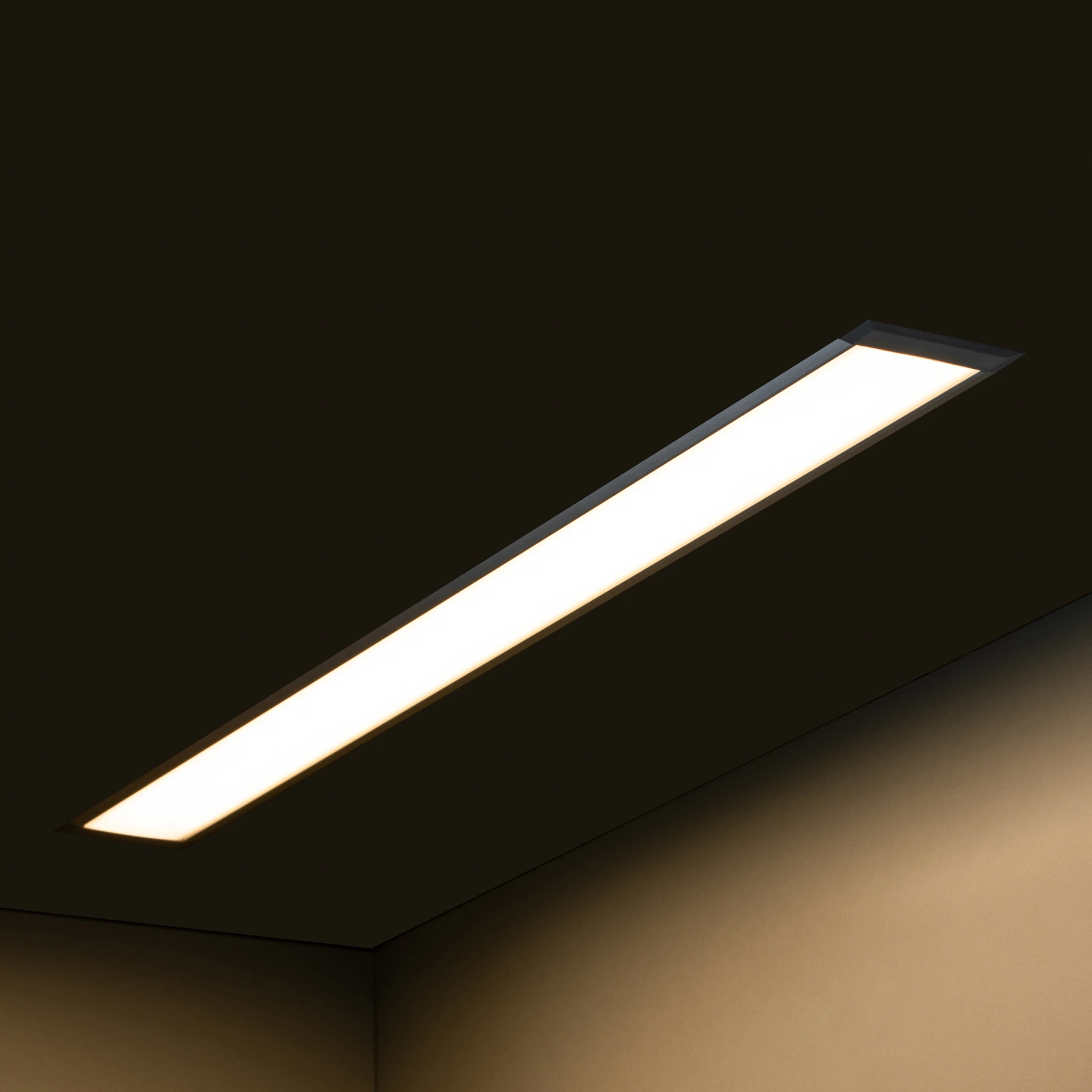 24V Aluminium LED Einbauleuchte - warmweiß - linear - diffuse Abdeckung, bis 3m Länge
