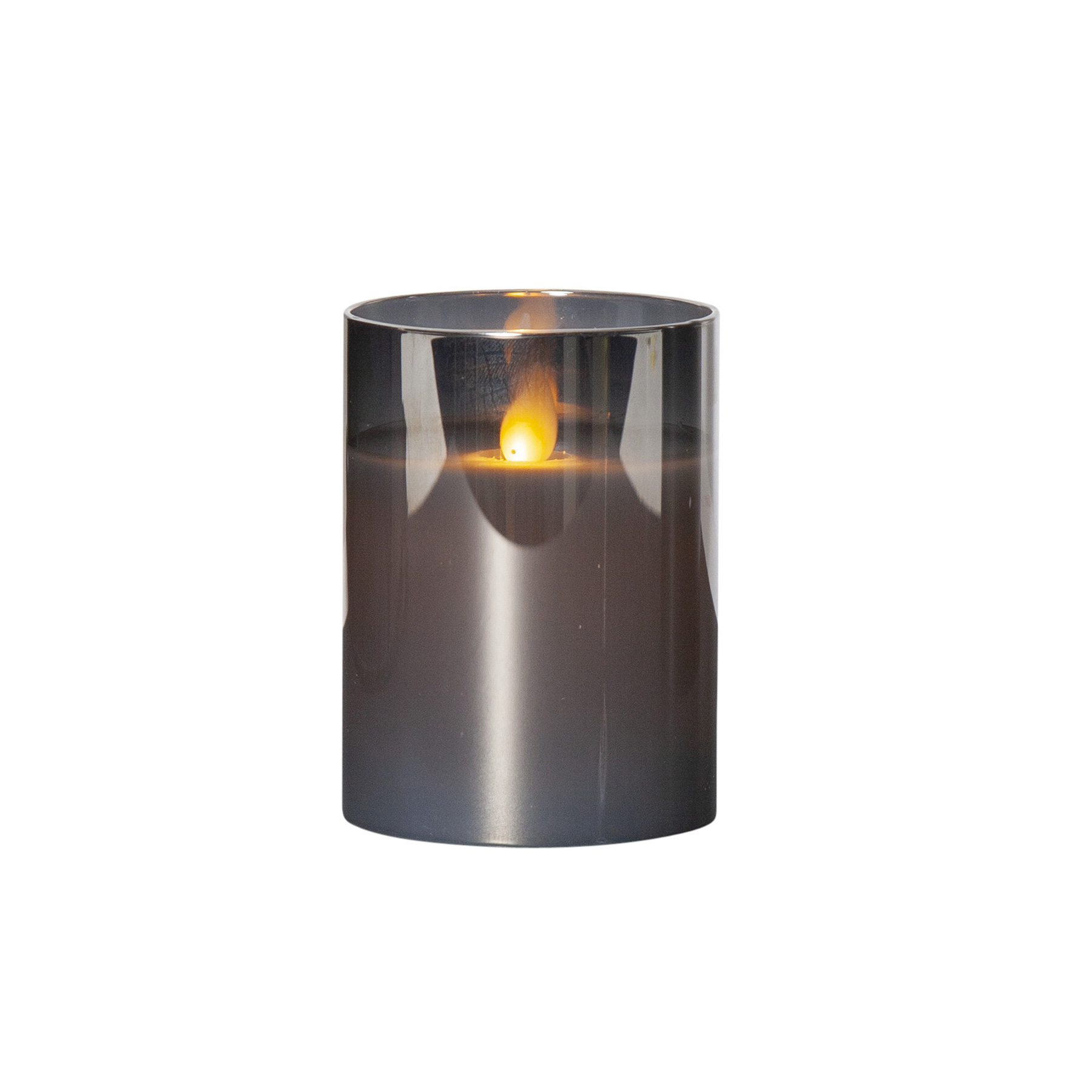 Twinkle - Kerze für innen - Rauchglas - Höhe: 10 cm - Batteriebetrieb - Timer - sanft flackernd