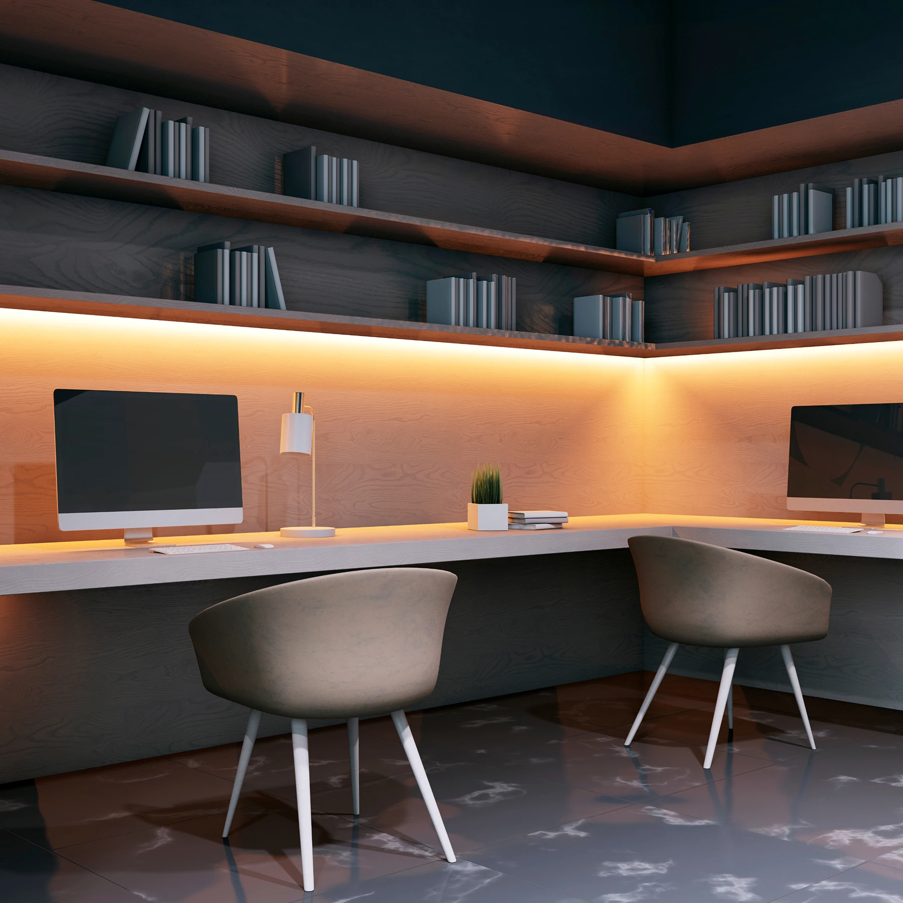 24V LED-Eckleiste mit diffuser Abdeckung - neutralweiß 4000k - kein Anschlußkabel zum Netzteil -28cm mit 35 SMD LEDs - 5 Watt 360 Lumen