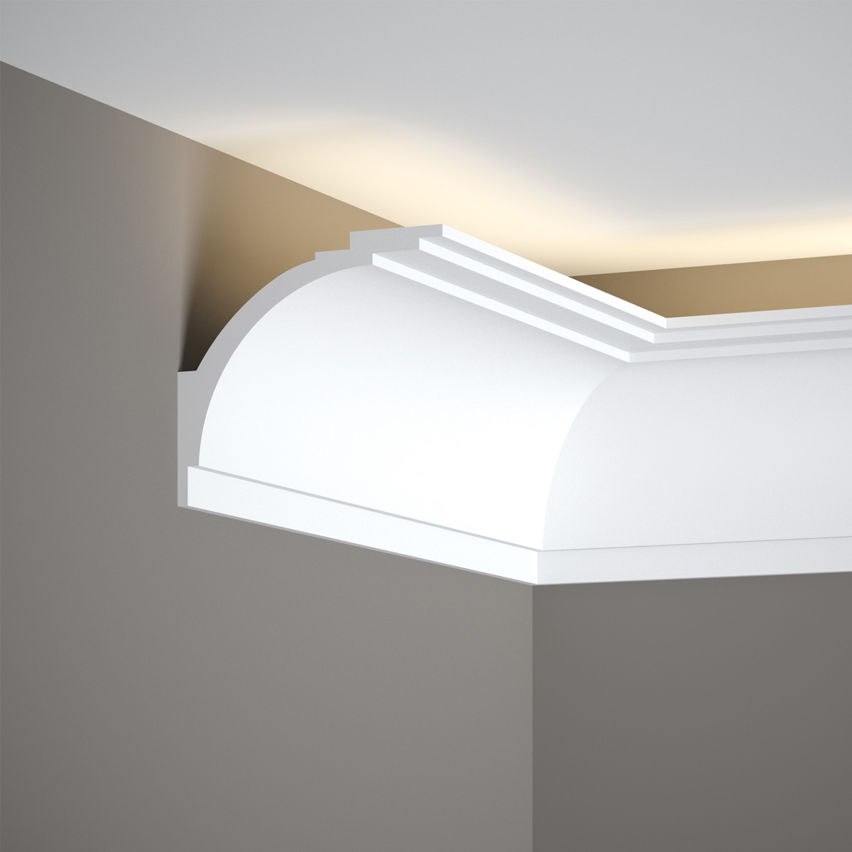 Stuckleisten Set, Deckenleiste indirekt, Stuckprofil mit 48V LED Streifen, Fernbedienung und Netzteil