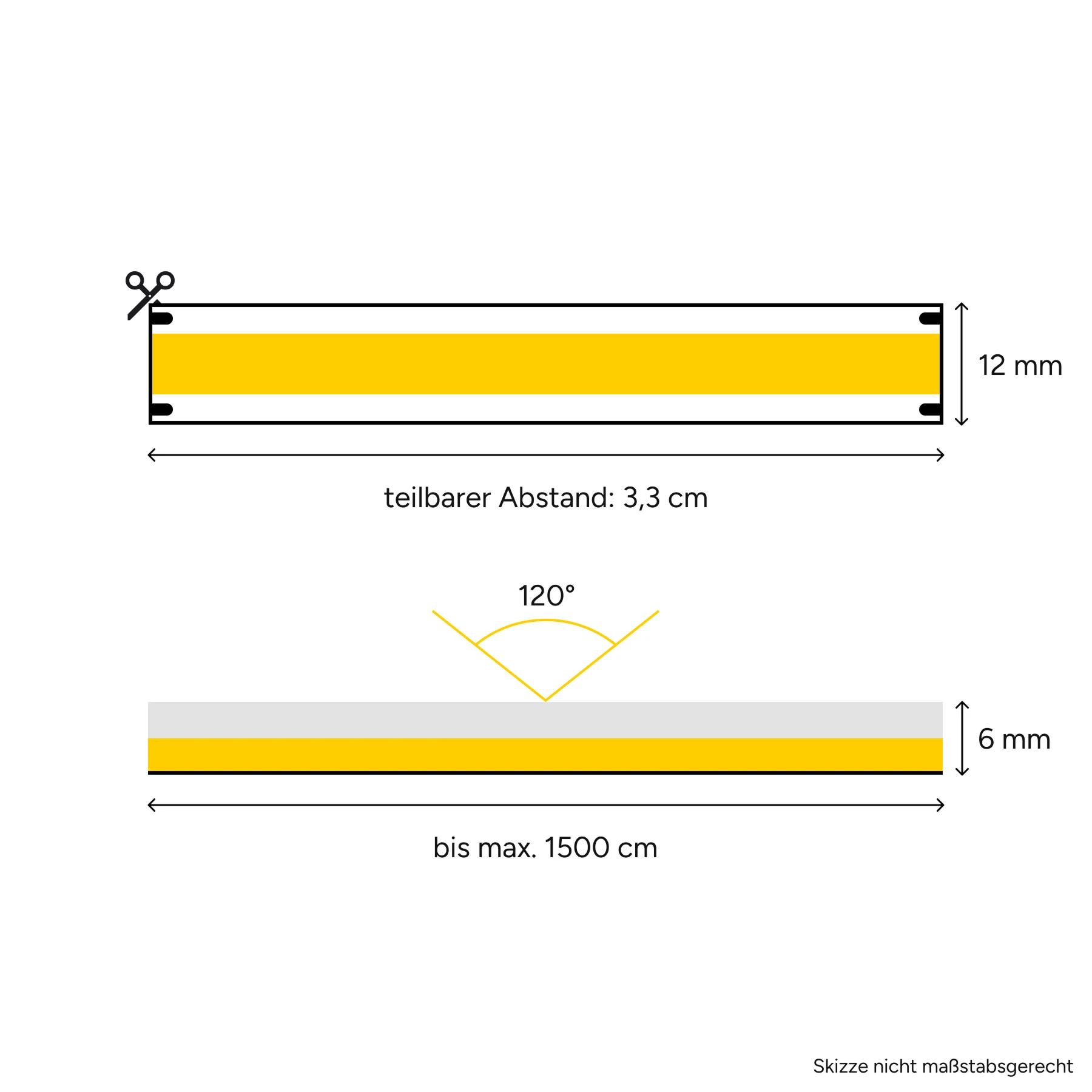 48V wasserfester COB LED Streifen - warmweiß - IP67 - 420 LEDs je Meter - alle 3,3cm teilbar - 420cm - 1764 LED Chips - 47 Watt - 4032 Lumen - 100cm Eingangskabel mit offenen Enden