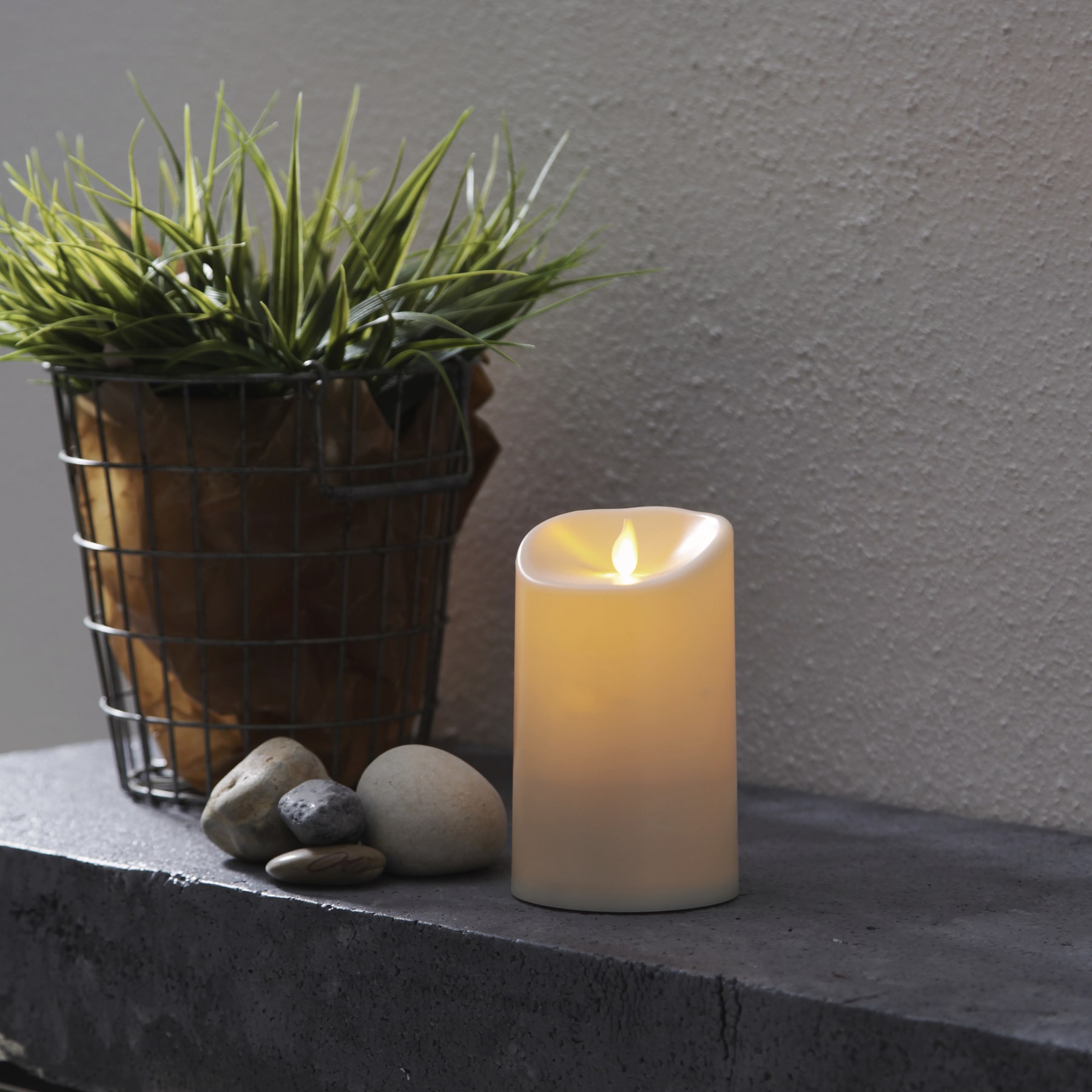 Twinkle - Kerze für außen - Elfenbein - Höhe: 17,5 cm - Batteriebetrieb - Timer - flackernd