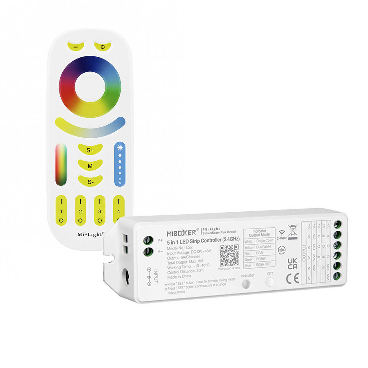 LED Funk Controller Set - 4 Zonen - 5 Kanal - RGB+CCT - Fernbedienung (2,4 GHz)