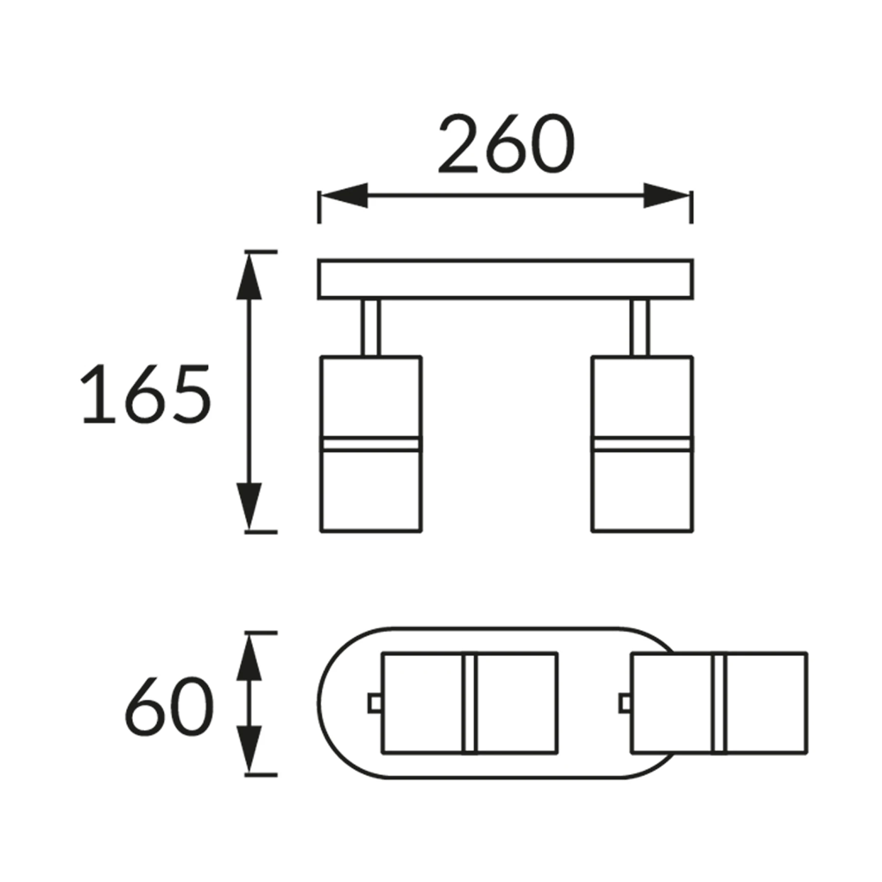 DIOR SPT 2 - Decken Spotleuchte in weiß/chrom - ohne Leuchtmittel