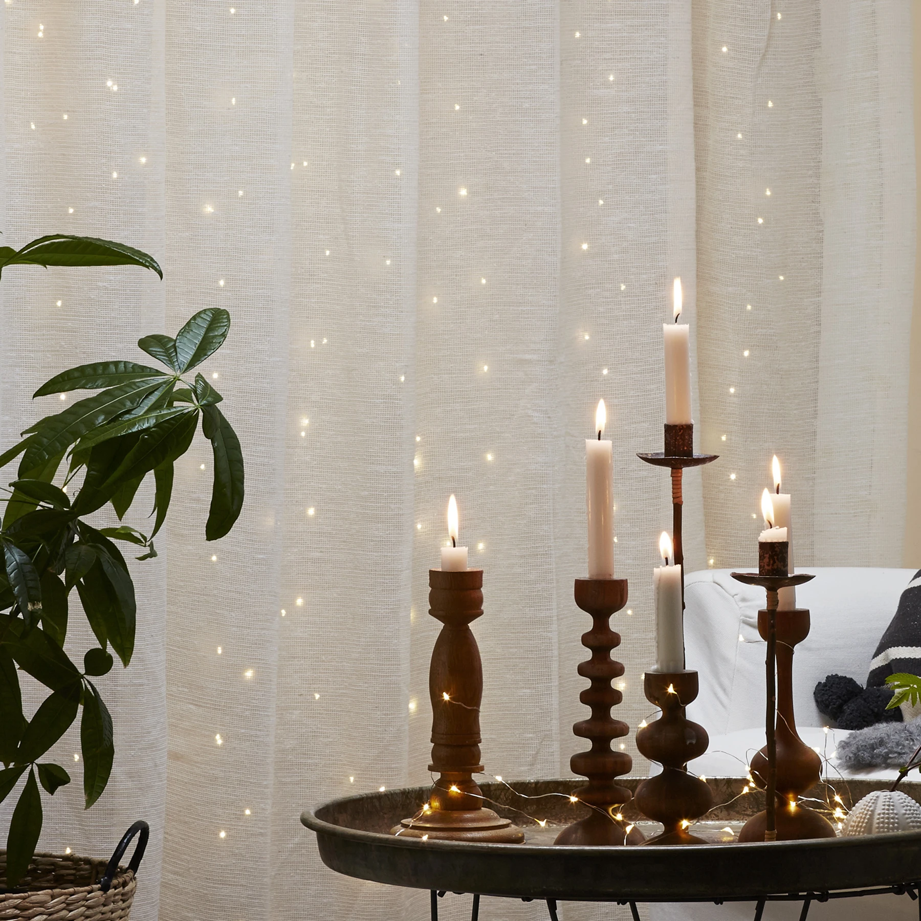 Dew Drop - Lichtervorhang für innen - 1 m - 100 LEDs - Netzbetrieb - Warmweiß