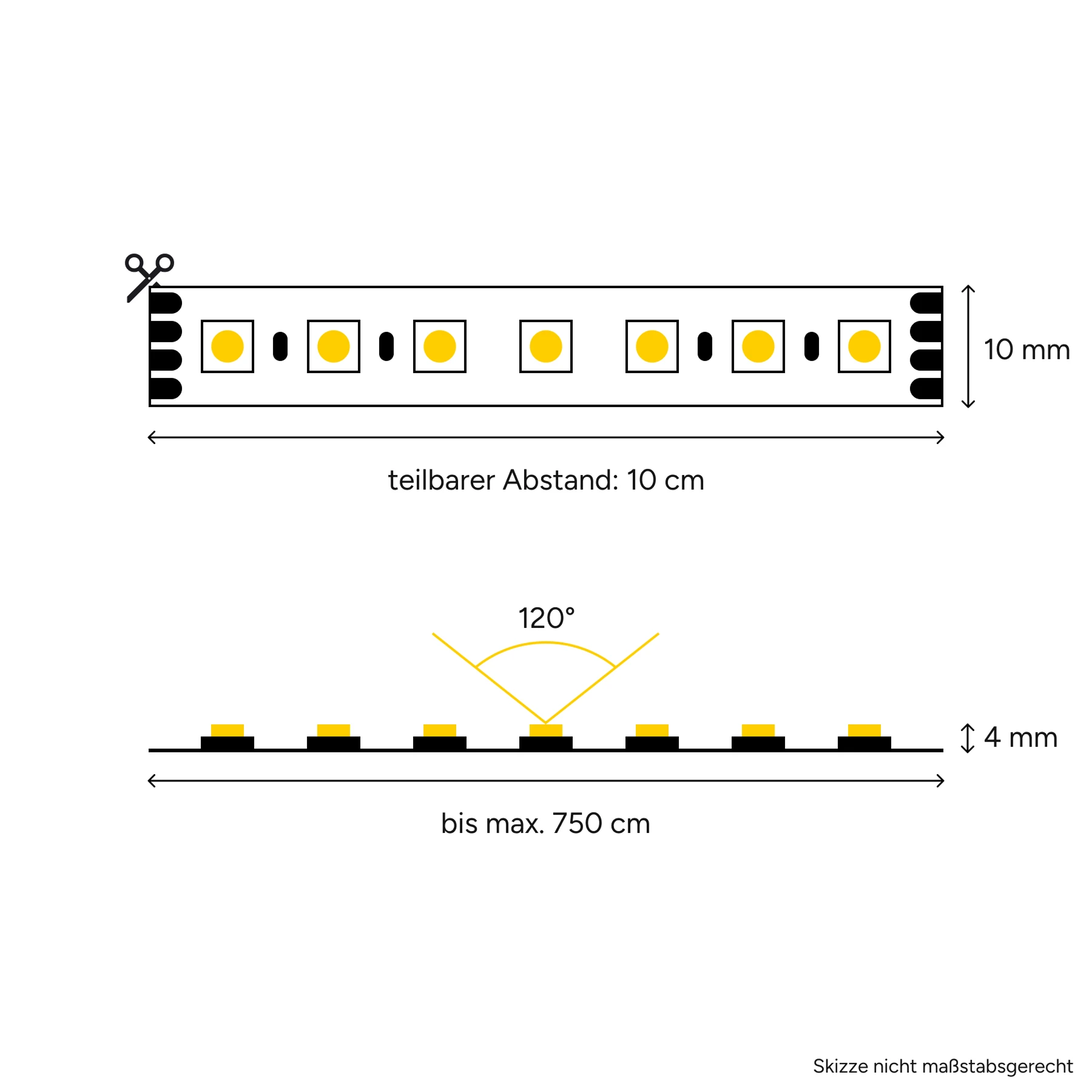 24V RGB LED-Streifen Stripe flexibel eXtrem-Line - 70 LEDs je Meter - ohne Stecker - Löten erforderlich - 10cm mit 7 LEDs