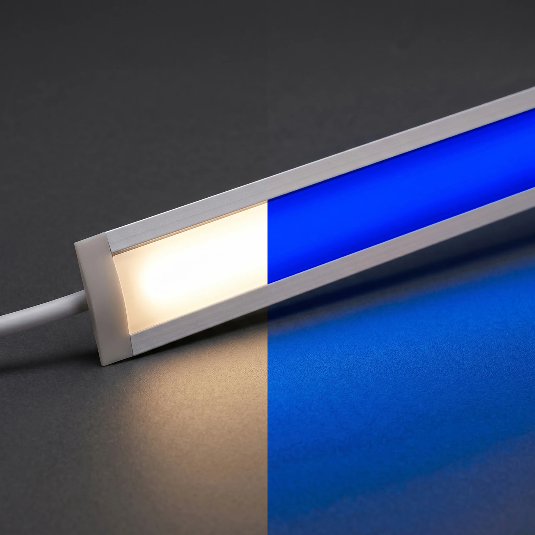 24V Aluminium Einbau LED Leiste schmal - COB - RGB + Warmweiß + Weiß