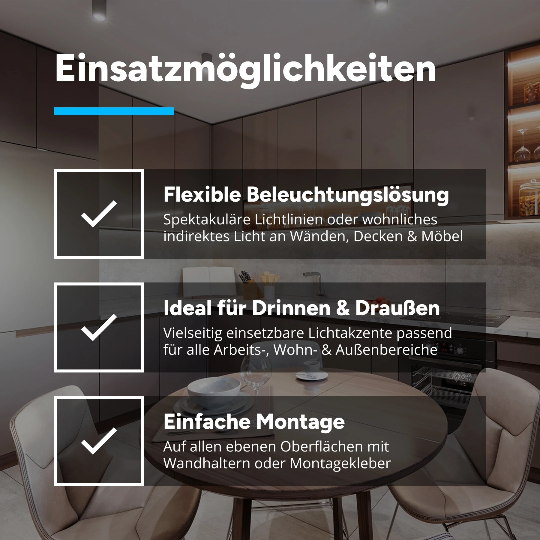 schwarzes Aluminium LED Aufputz Profil, slim, 1,71 x 0,8 x 15cm - ohne Abdeckung - ohne Endkappen