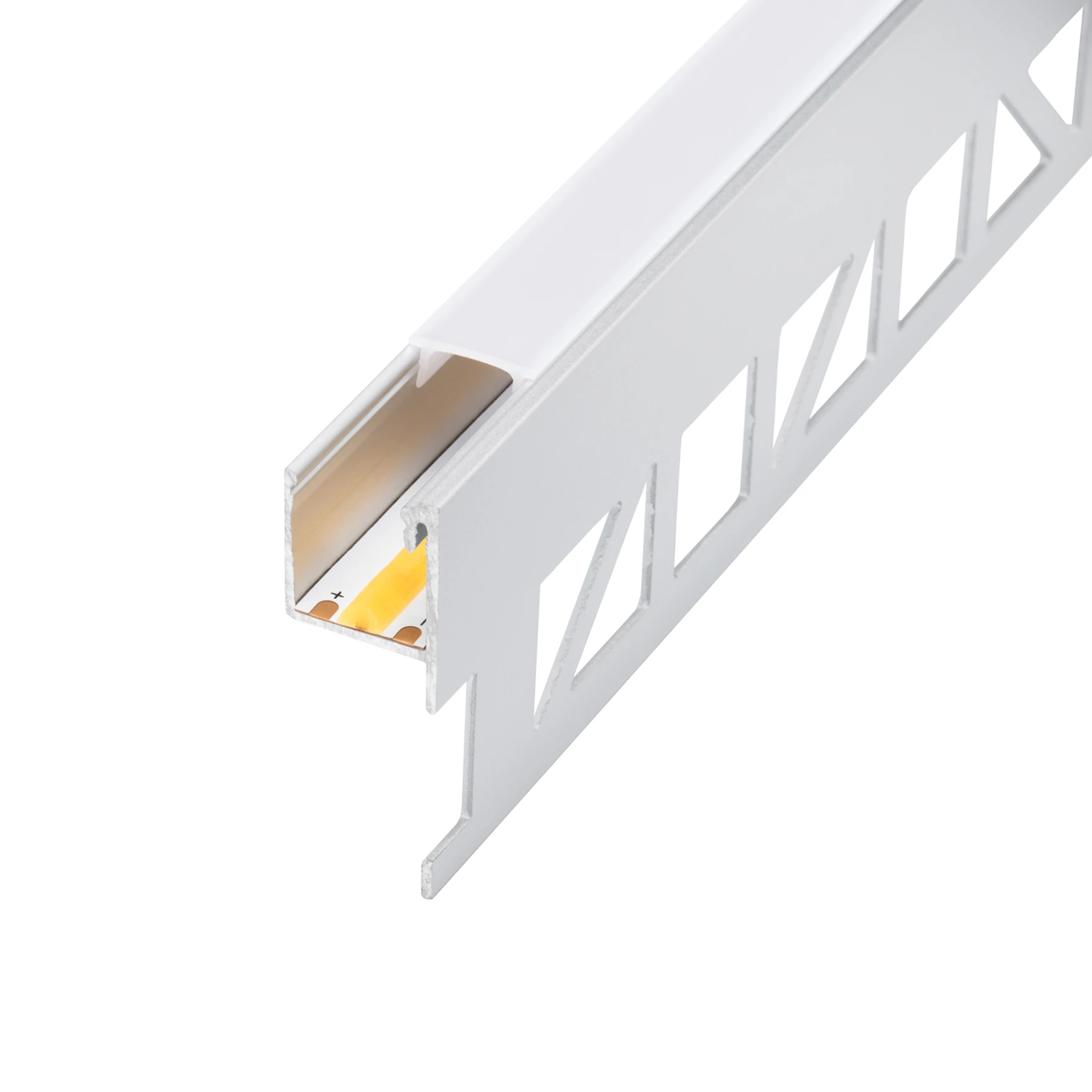 Aluminium LED Fliesenabschluss Profil in Wunschlänge, nach oben abstrahlend, 3,33 x 1,19cm