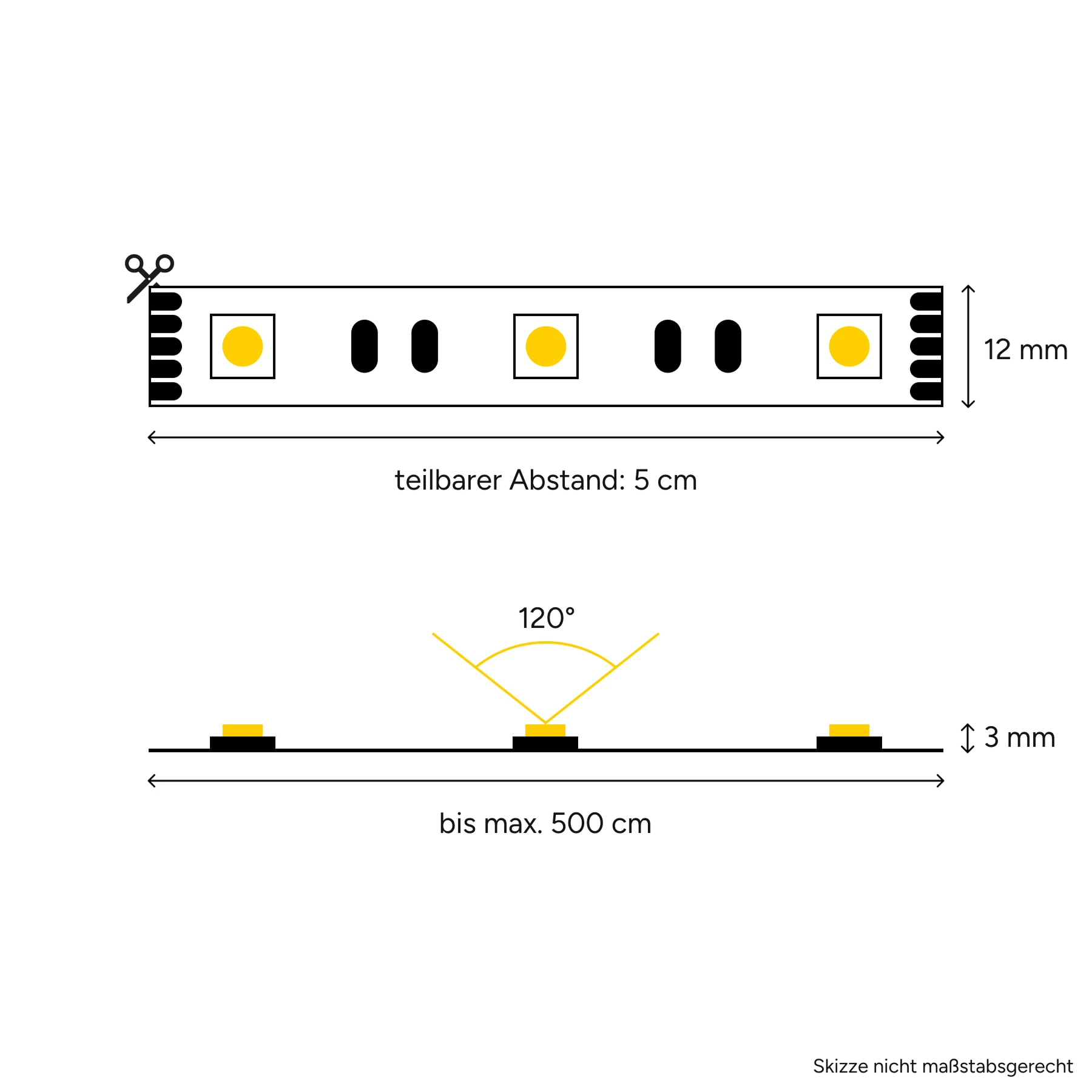 LED-Lichtband - RGB & warmweiss - je 5cm 3x RGBWW LEDs - 12V - ohne Steckerbuchsen - Löten erforderlich - 50cm mit 30 RGBWW-LEDs