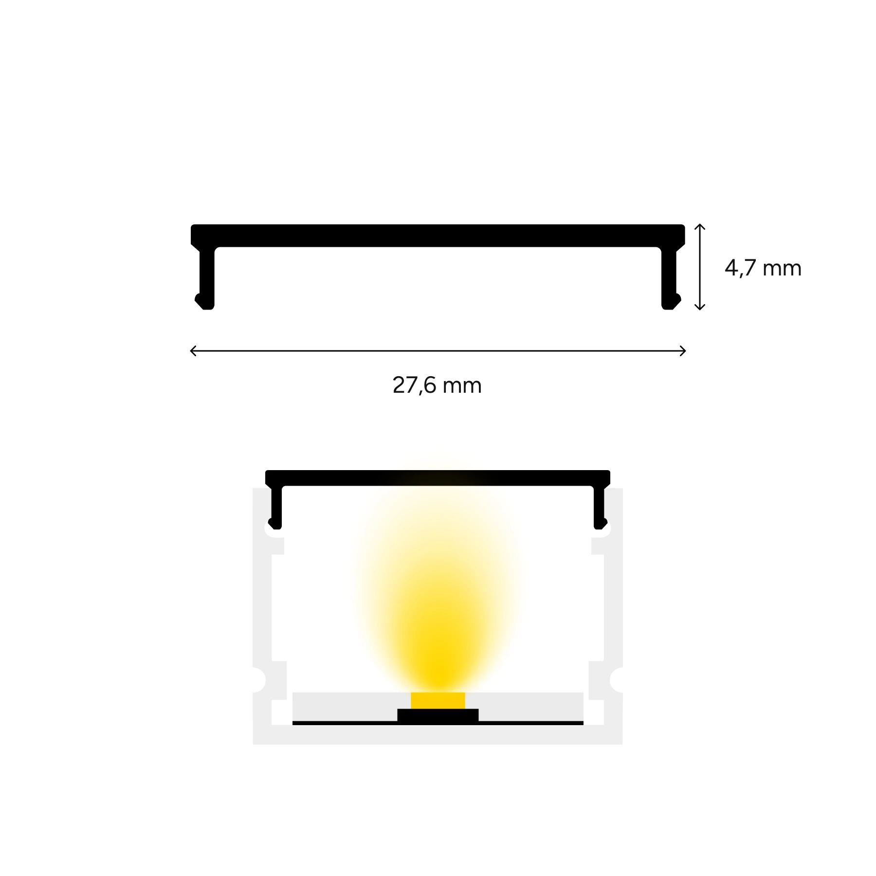 transparente Abdeckung für LED Aufputzprofil - Classic Maxi, CC-36, CC-36-BLK, CC-36-WHT - 100cm Länge