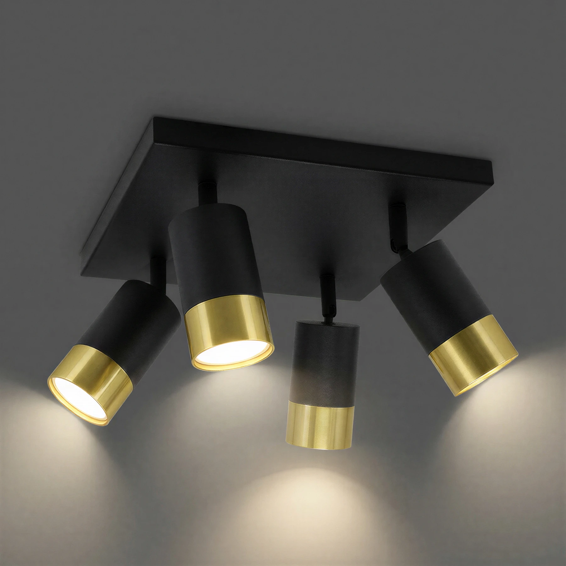 PUZON SPT 4 - Decken Spotleuchte in schwarz/gold - Lichtfarbe: individuell wählbar
