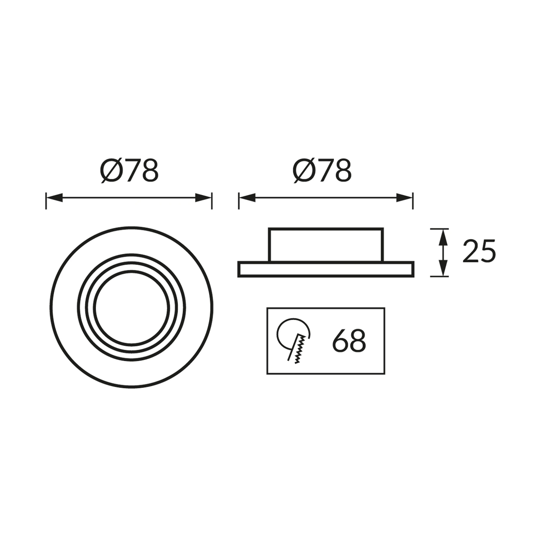 PLUTO C - Einbau Deckenspot in weiß/gold - ohne Leuchtmittel