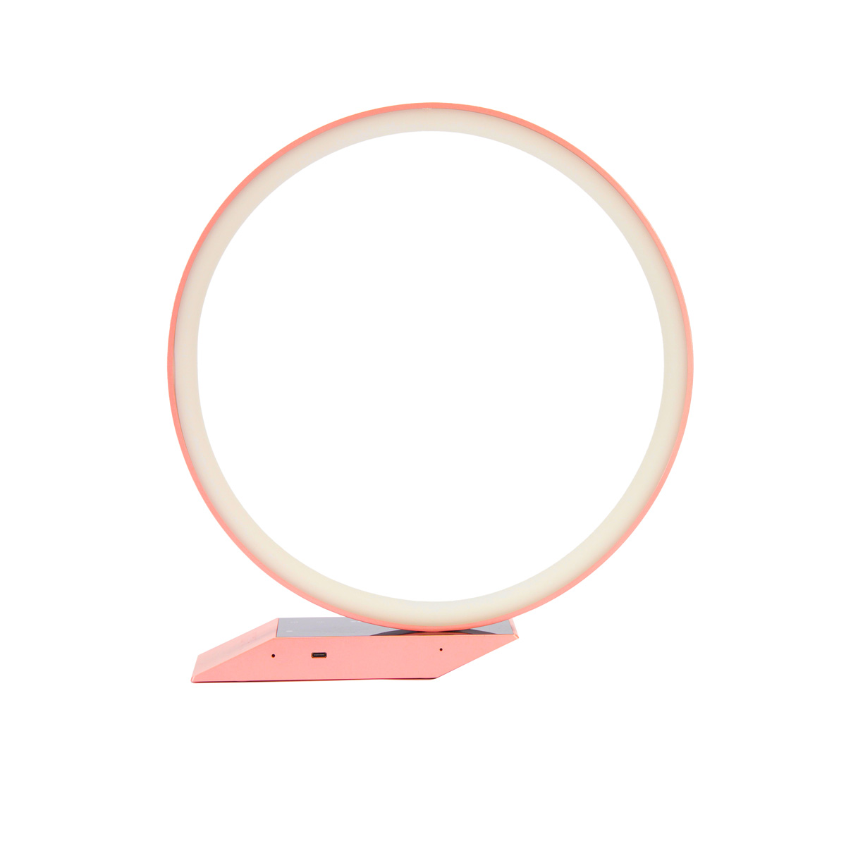 Smarte LED Tisch-Ringleuchte - RGB mit modernem Standfuß in Rosé