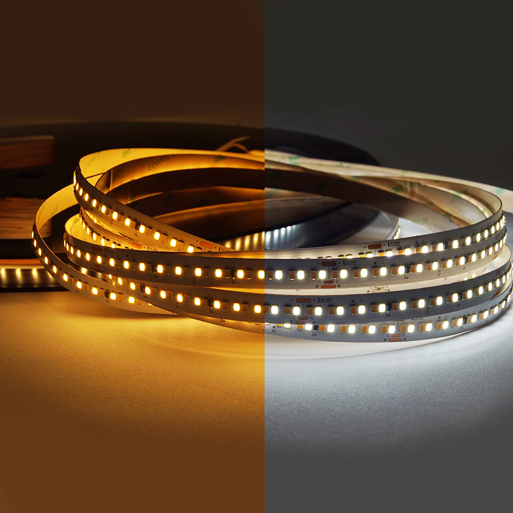 48V LED Streifen - einstellbare Farbtemperatur - alle 10cm teilbar - 12mm breit - 10cm - 24 LED Chips - 1,1 Watt - 110 Lumen - mit 15cm Eingangskabel