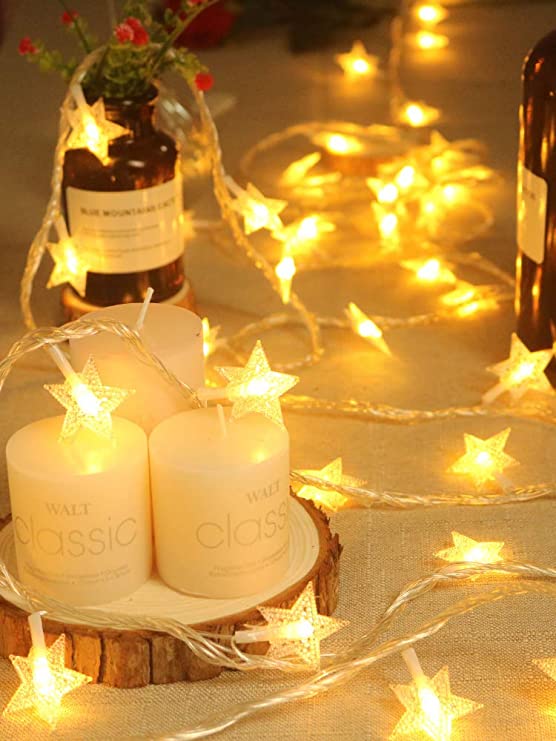 Deko Lichterkette für innen - 6 m - 40 LEDs - Batteriebetrieb - Lichtfarbe: Warmweiß