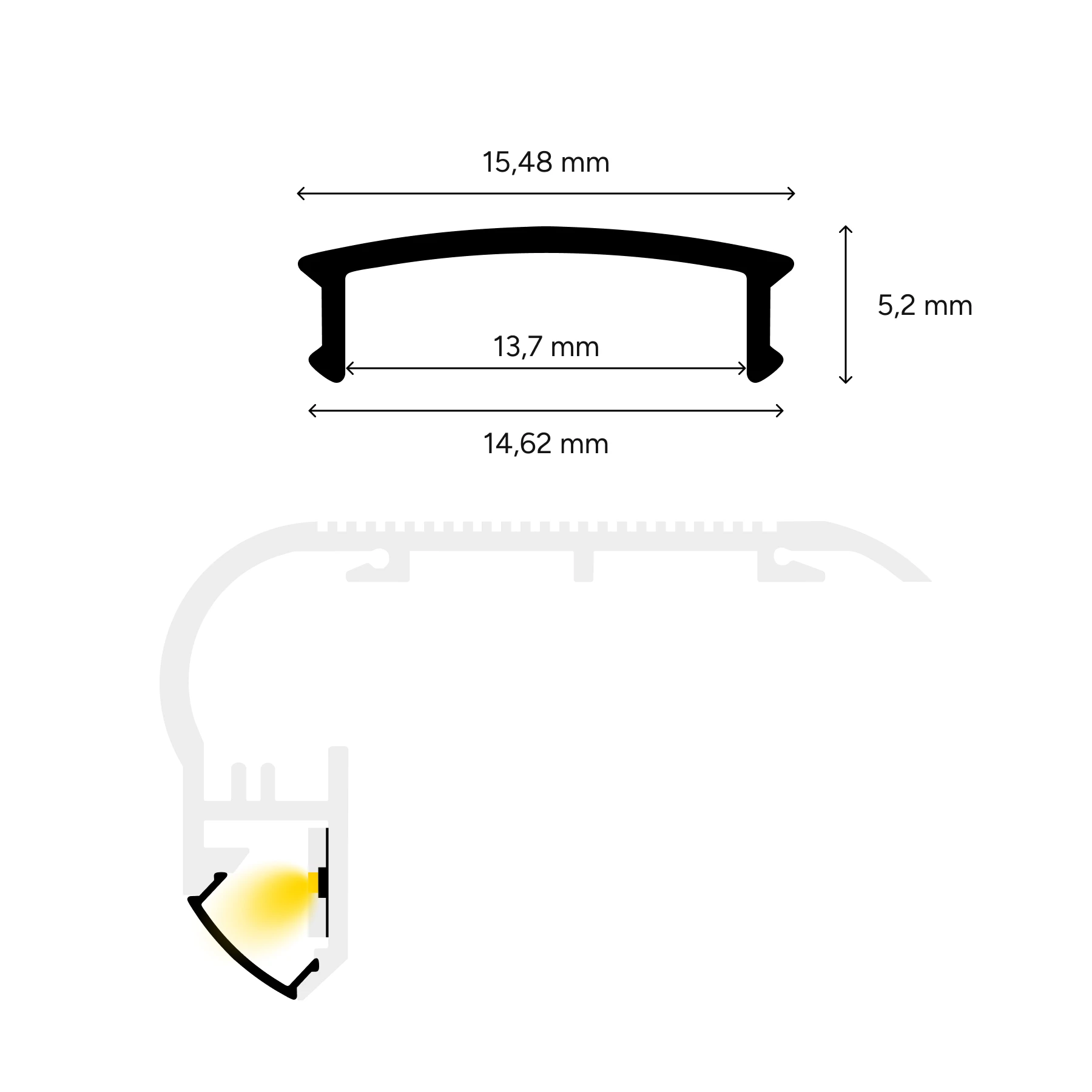 diffuse Abdeckung für LED Treppenprofil - round line, CC-60