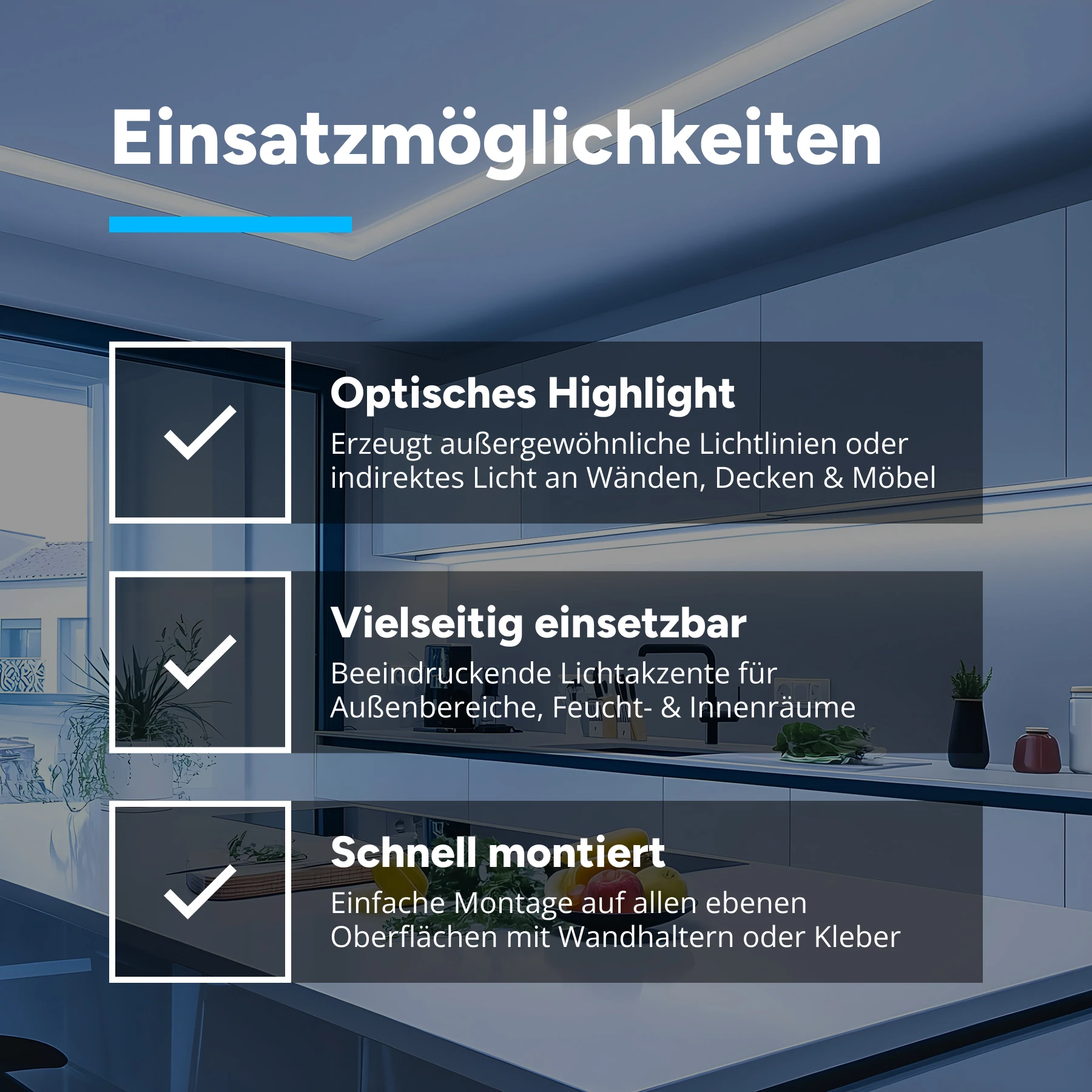 24V wasserfeste Aluminium LED Eck Leiste rund – weiß – diffus - IP65 - 23cm - 28 LEDs - 4 Watt - 440 Lumen - 100cm Eingangskabel mit offenen Enden - ohne Ausgangskabel (geschlossene Endkappe)