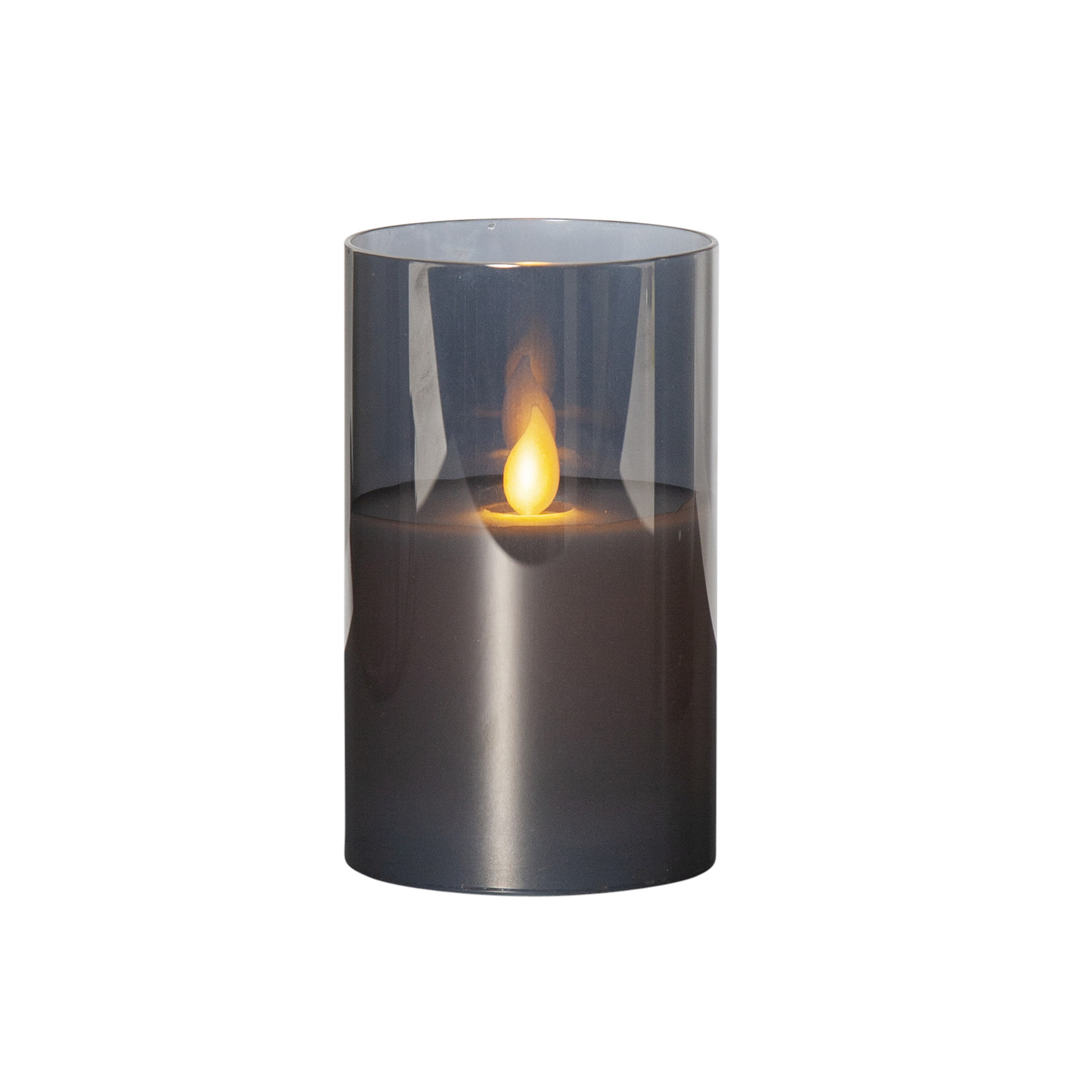 Twinkle - Kerze für innen - Rauchglas - Höhe: 12,5 cm - Batteriebetrieb - Timer - sanft flackernd