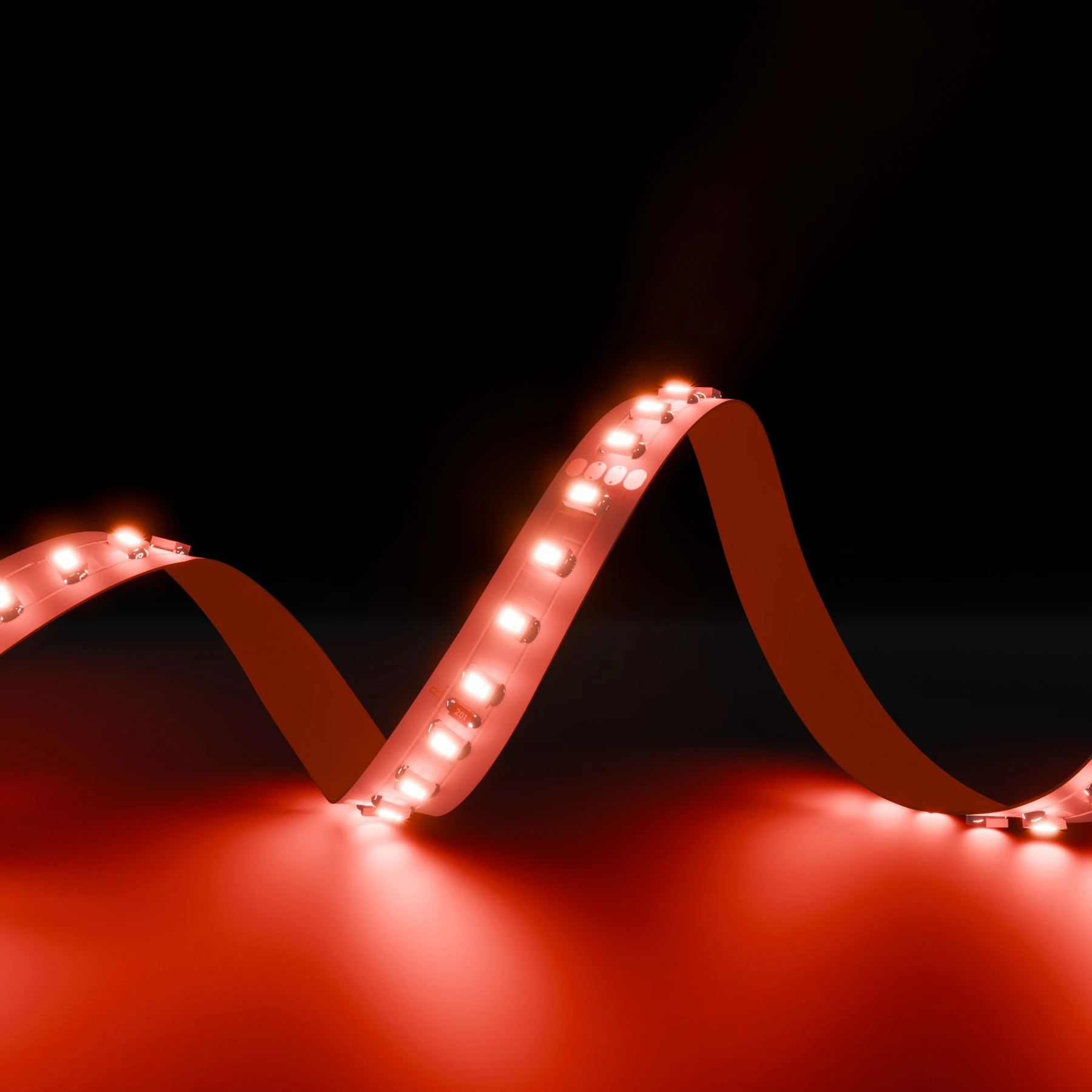24V  LED Streifen – rot – 140 LEDs je Meter – alle 5cm teilbar