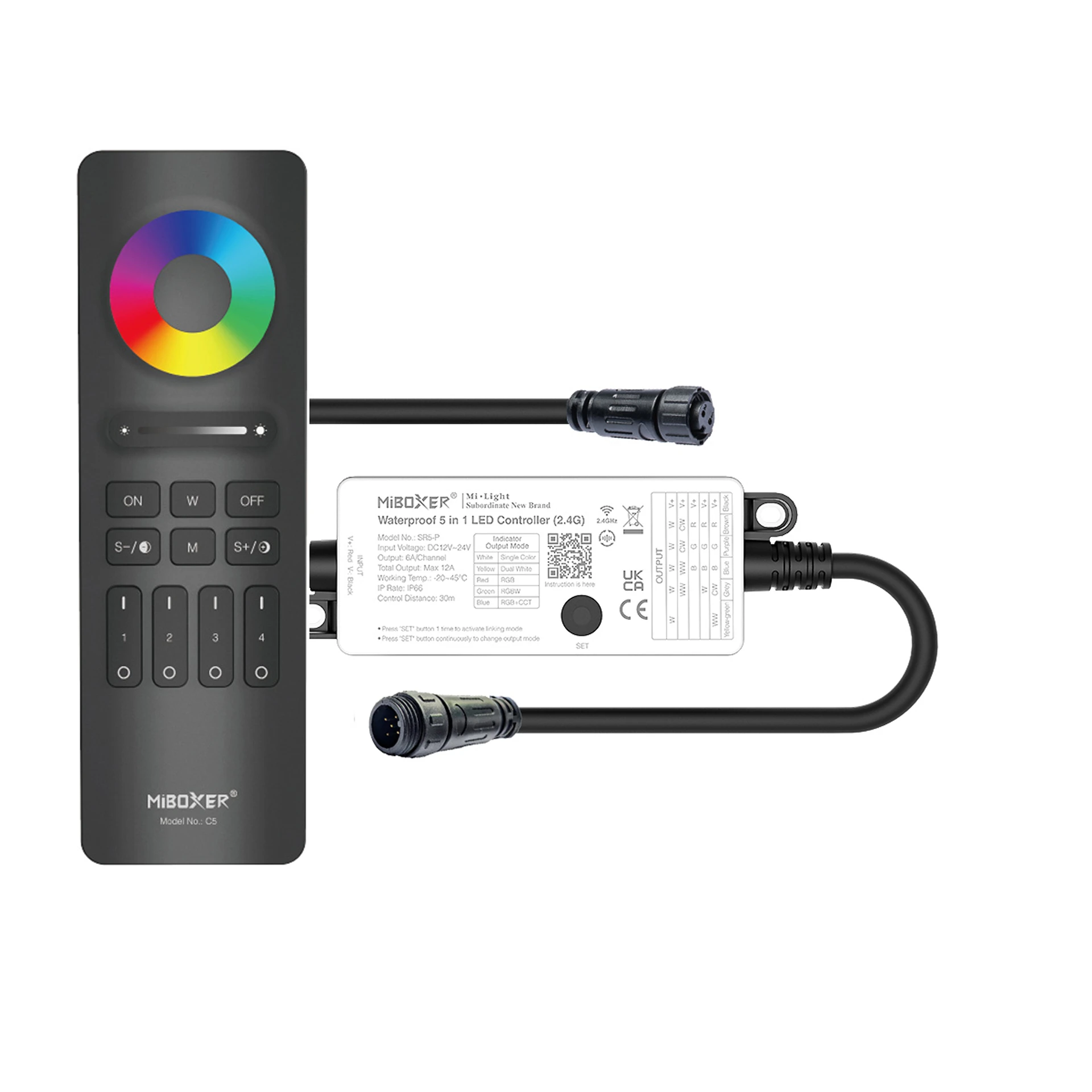 Plug & Play LED Funk Controller Set - 4 Zonen - 4 Kanal - RGBW - Fernbedienung - 2,4 GHz - IP66