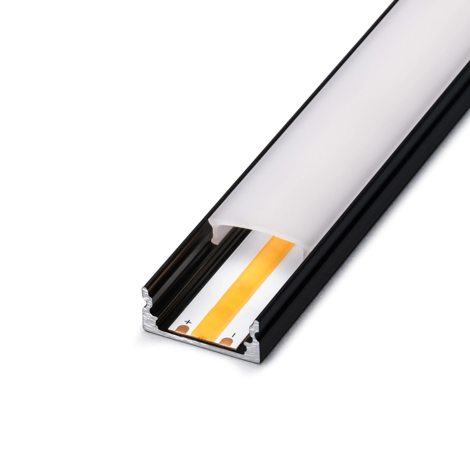 schwarzes Aluminium LED Aufputz Profil in Wunschlänge, slim, 1,72 x 0,7cm