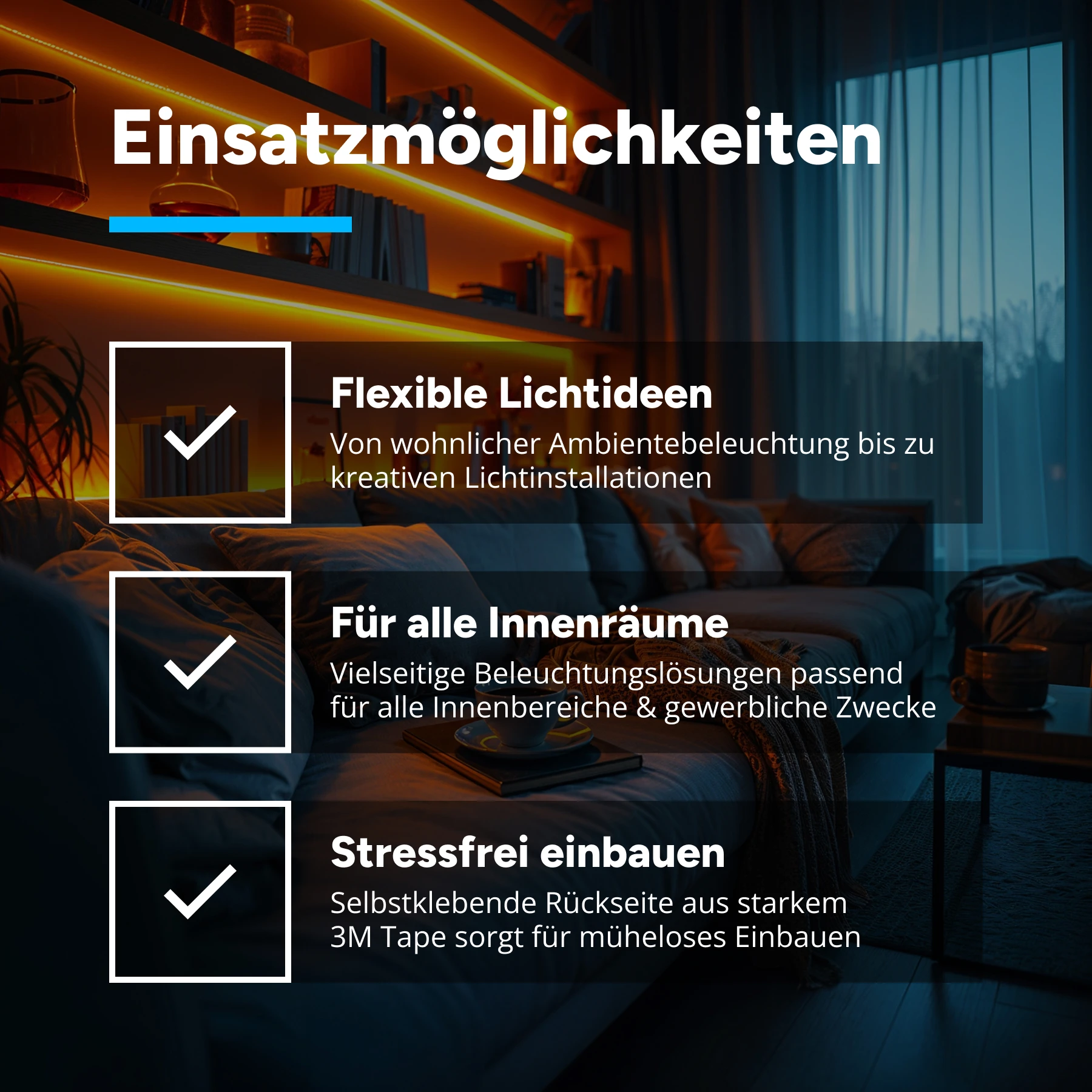 24V LED Streifen Set mit Fernbedienung und Netzteil, 250cm Länge, Lichtfarbe warmweiß mit Einbaunetzteil