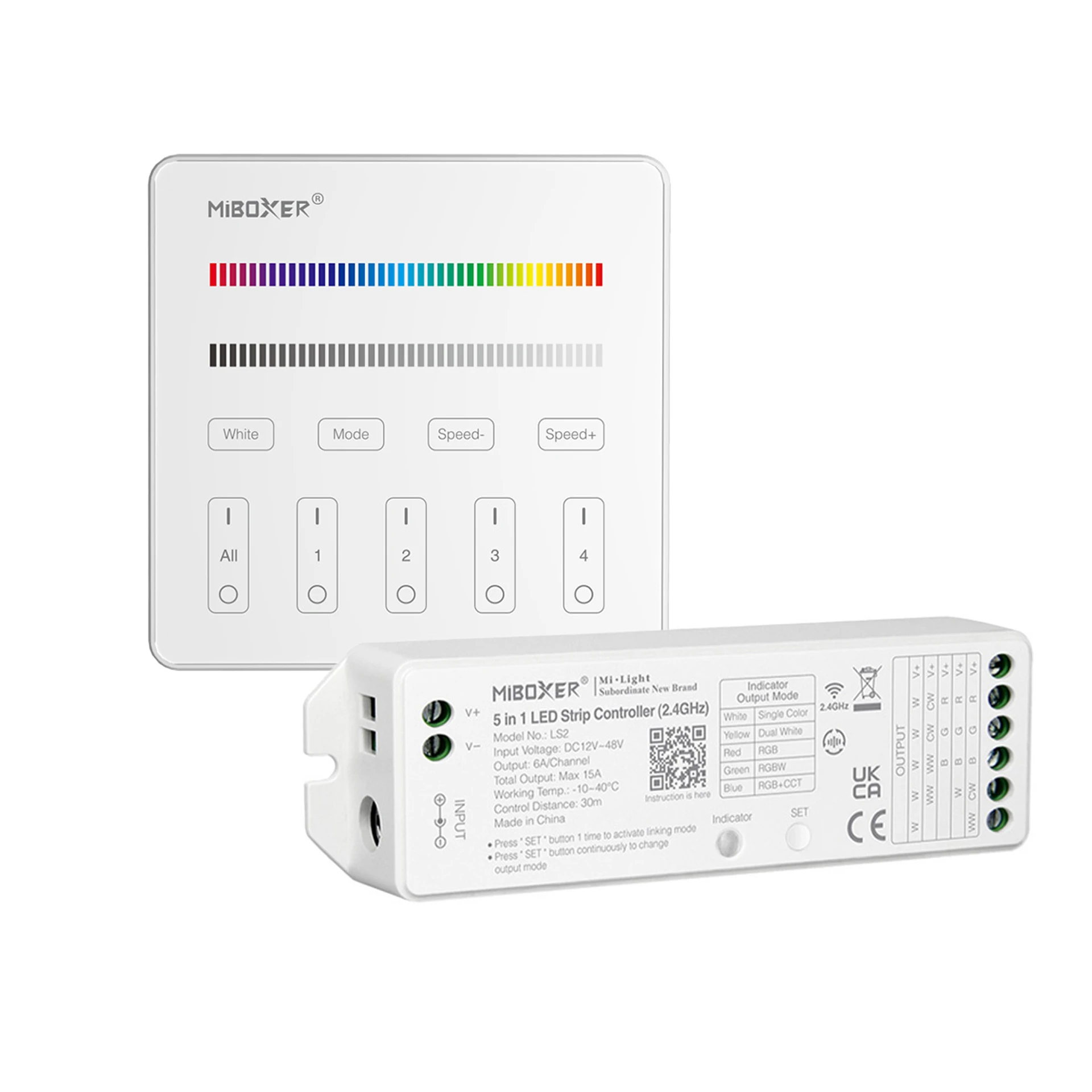 LED Funk Controller Set - 4 Zonen - 3 bis 4 Kanal - RGB+RGBW - Fernbedienung (2,4 GHz)