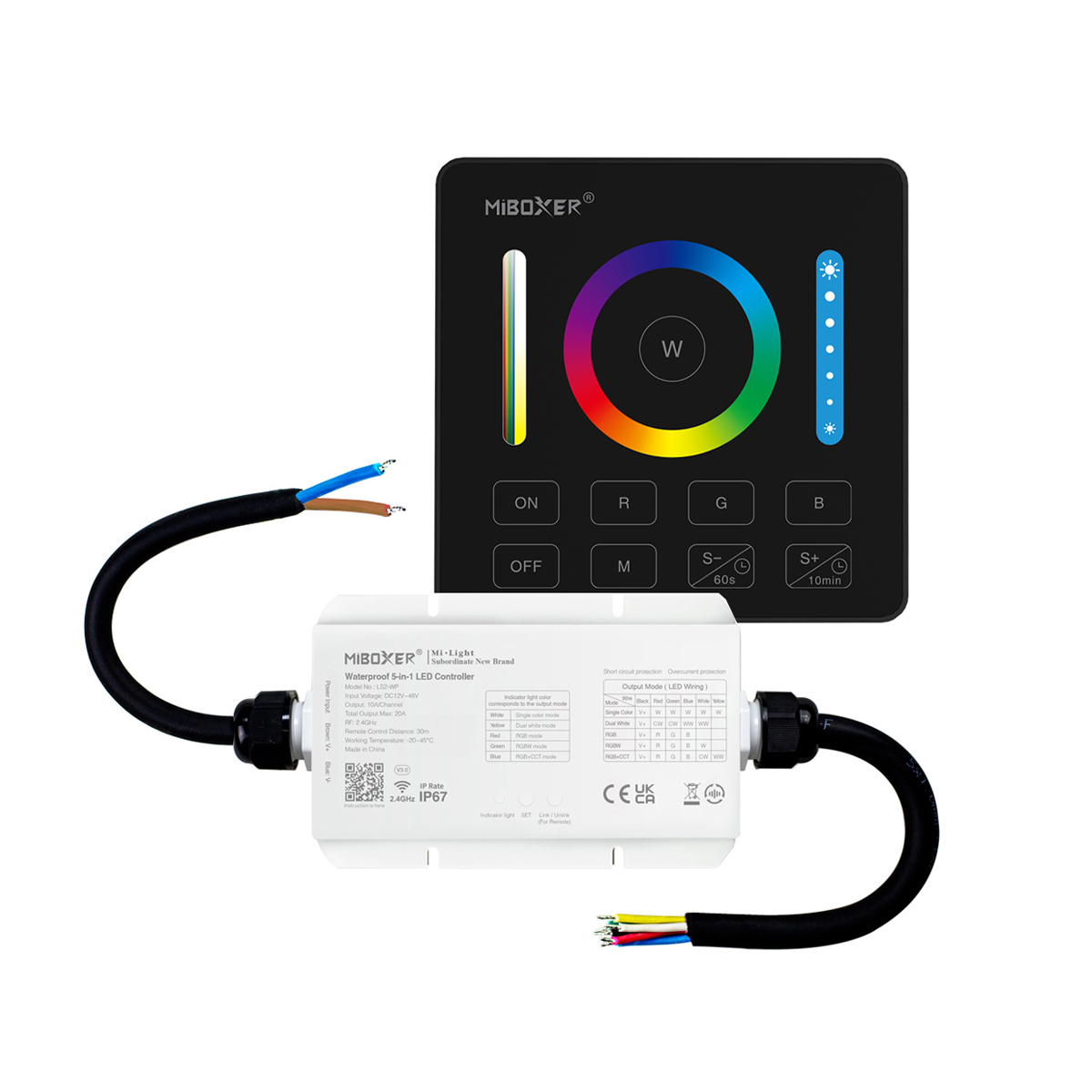 LED Funk Controller Set - 1 Zone - 5 Kanal - RGB+CCT - Fernbedienung (2,4 GHz) - IP67 wasserfest