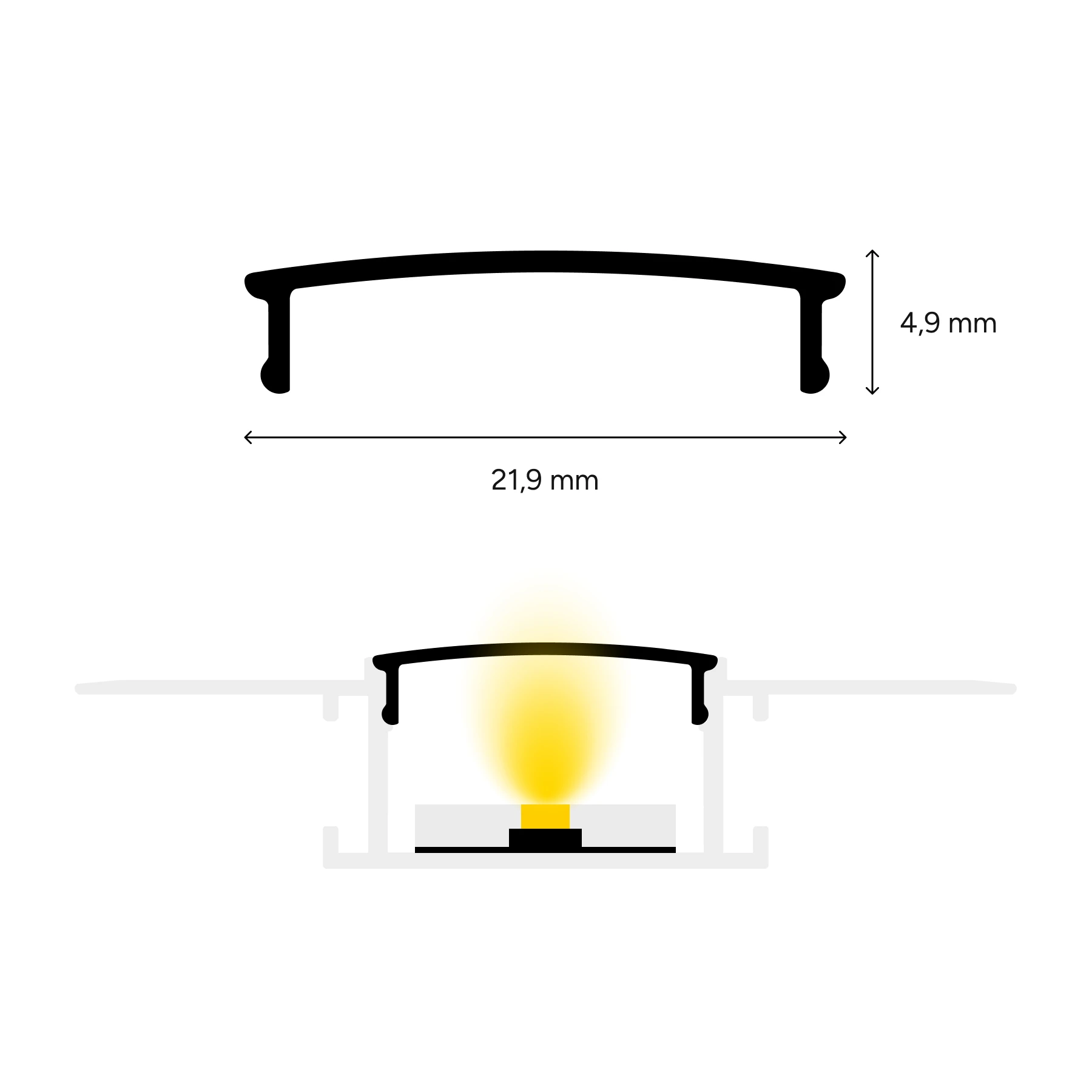 diffuse Abdeckung für LED Trockenbau Unterputzprofil - flexibel, CC-72 - ideal