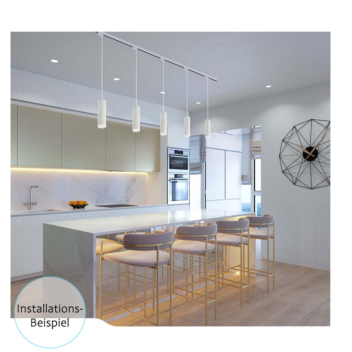 230V LED 3-Phasen Schienenleuchte - 10W - GU10, weiß - ohne Leuchtmittel