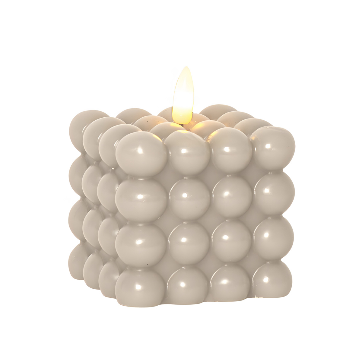 Flamme Dot - Kerze für innen - Beige - Höhe: 9,5 cm - Batteriebetrieb - Timer - flackernd