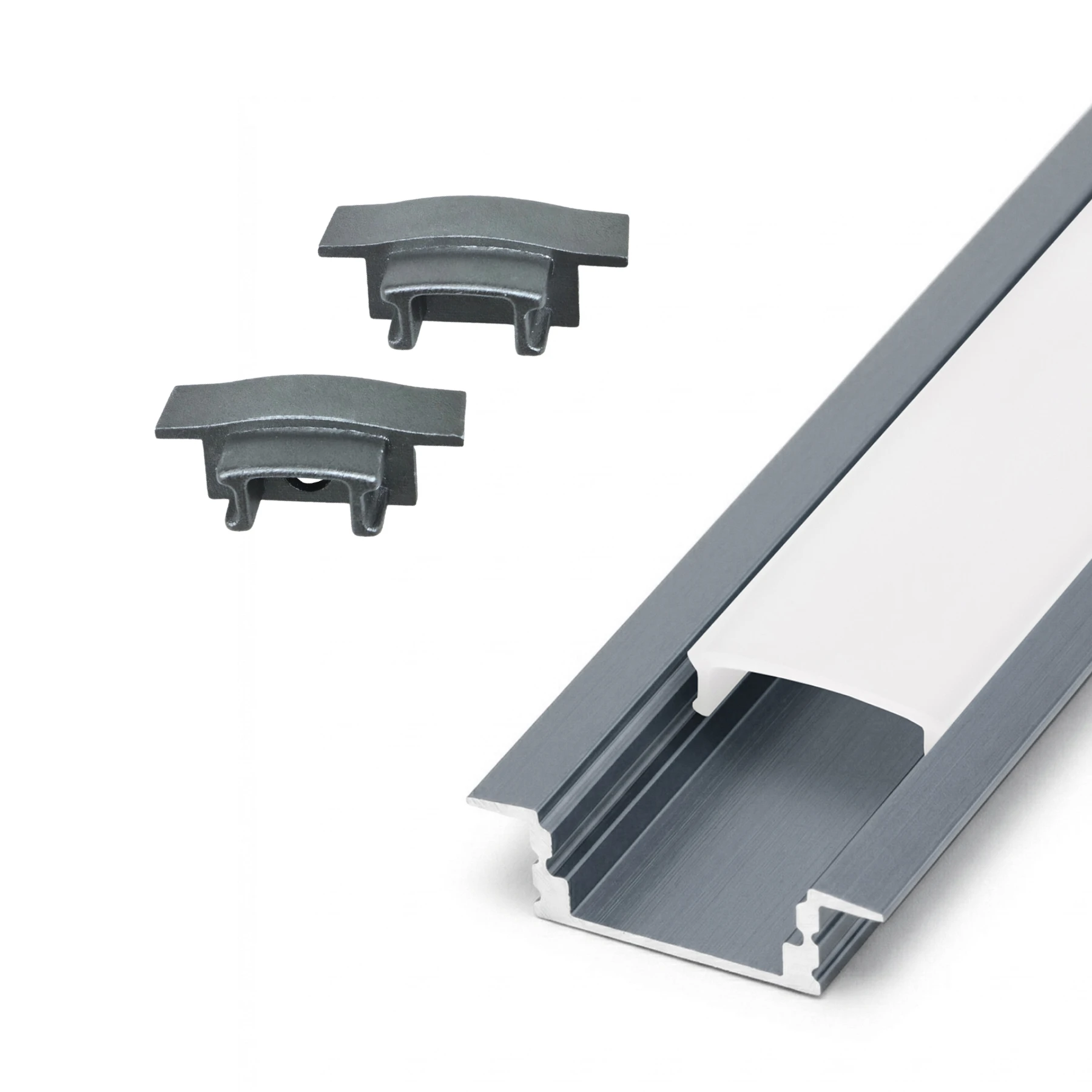 Endkappe für Aluminium LED Profil CC-66-GRY - 1 Stück mit Kabeldurchführung