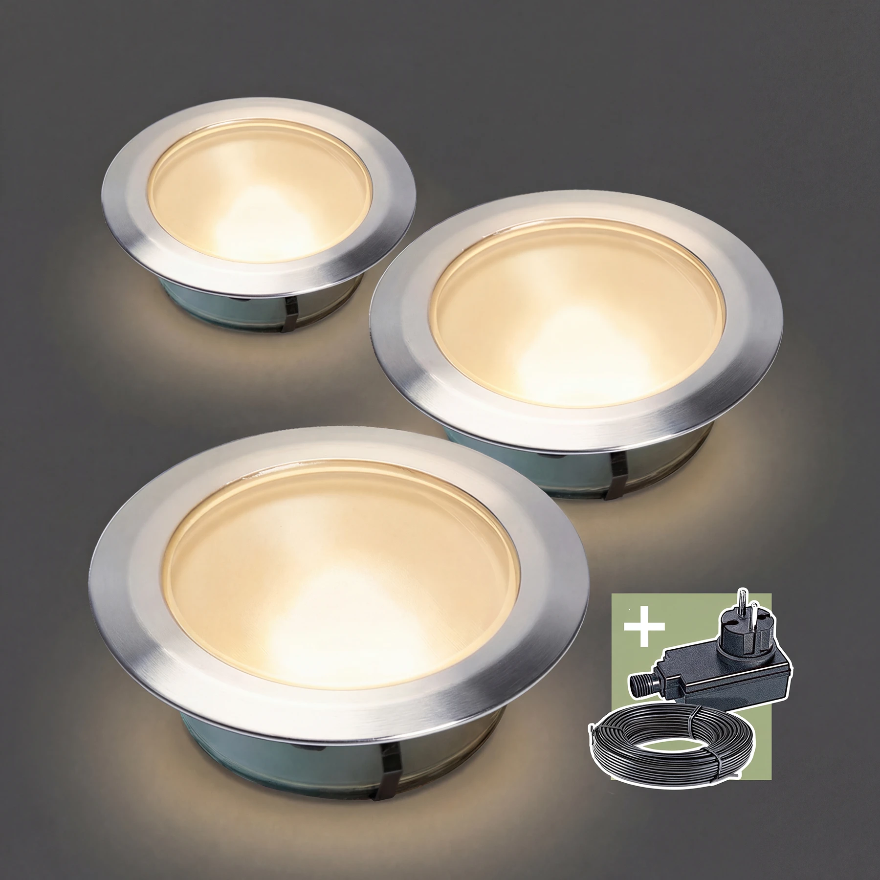 12V Einbaustrahler - 3er Set - 3W - Lichtfarbe: warmweiß - IP44