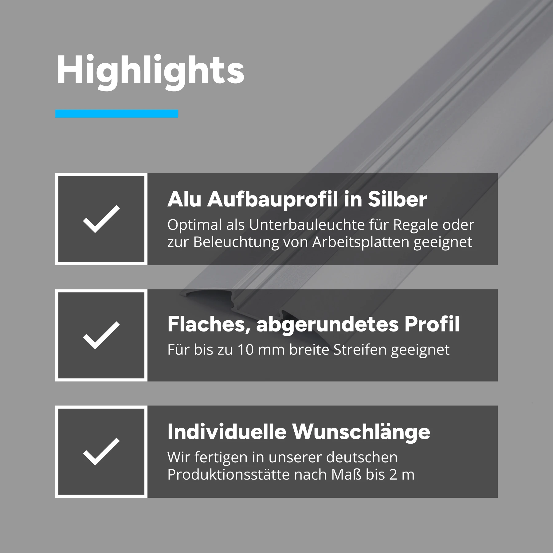 Aluminium LED Türschwellen Profil, 5,23 x 0,8 x 147cm - mit diffuser Abdeckung - ohne Endkappen