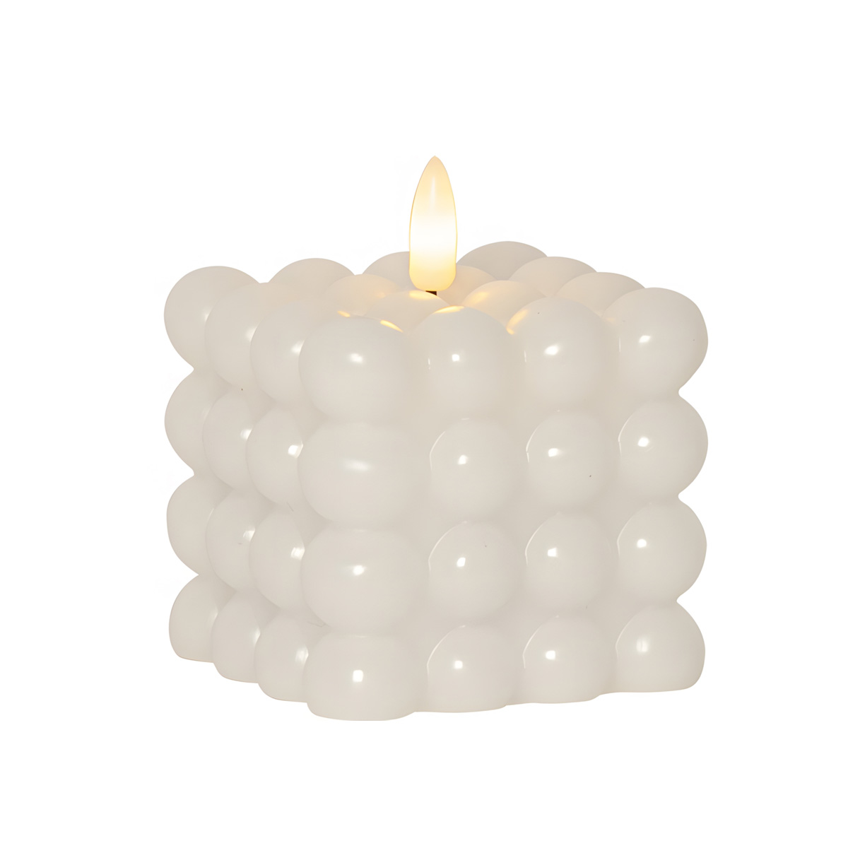 Flamme Dot - Kerze für innen - Weiß - Höhe: 9,5 cm - Batteriebetrieb - Timer - flackernd