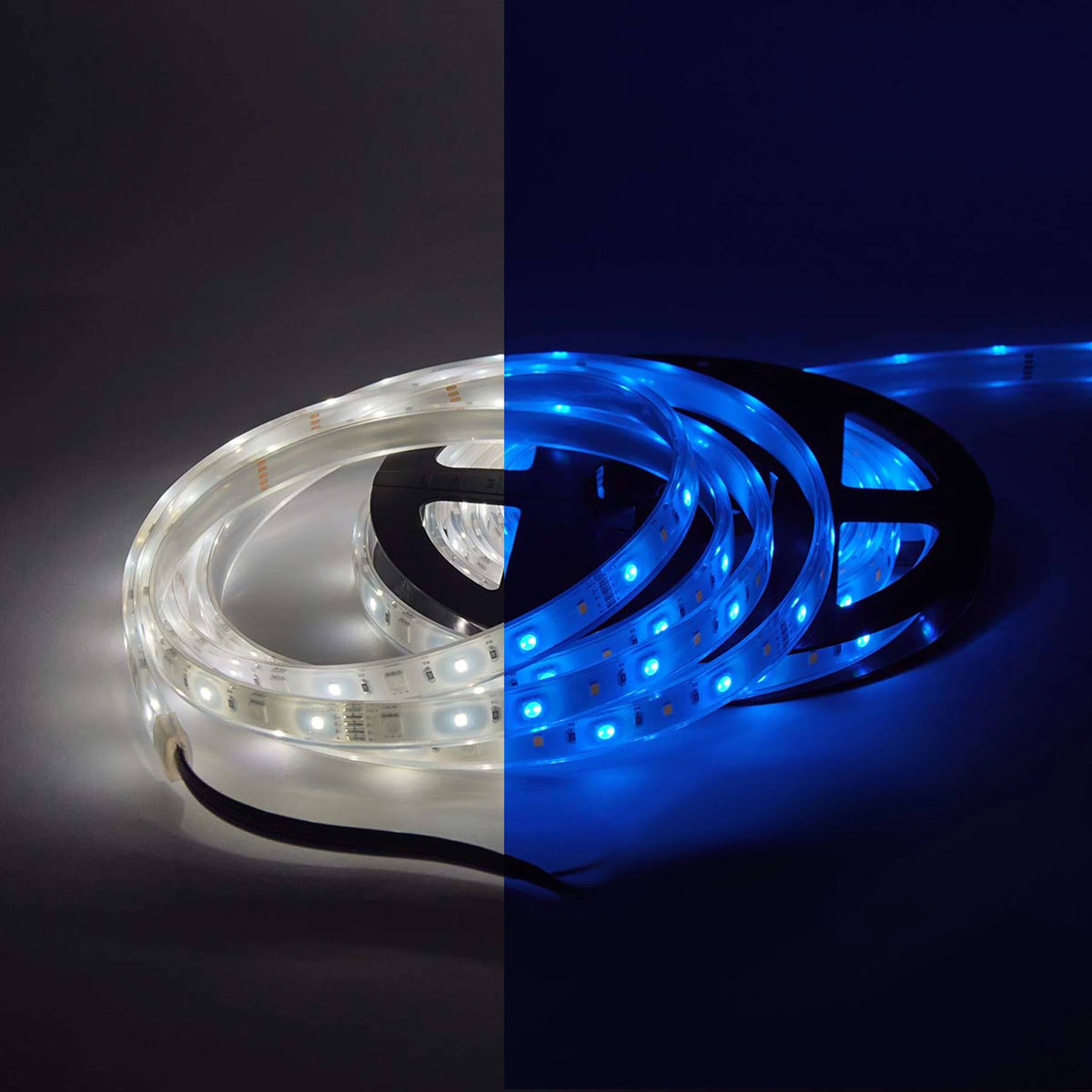 24V wasserfester Sauna LED Streifen - RGBWW - temperaturbeständig bis 110° - IP68 - 100cm - 30 LEDs - 6 Watt - 337 Lumen - 50cm Eingangskabel mit offenen Enden