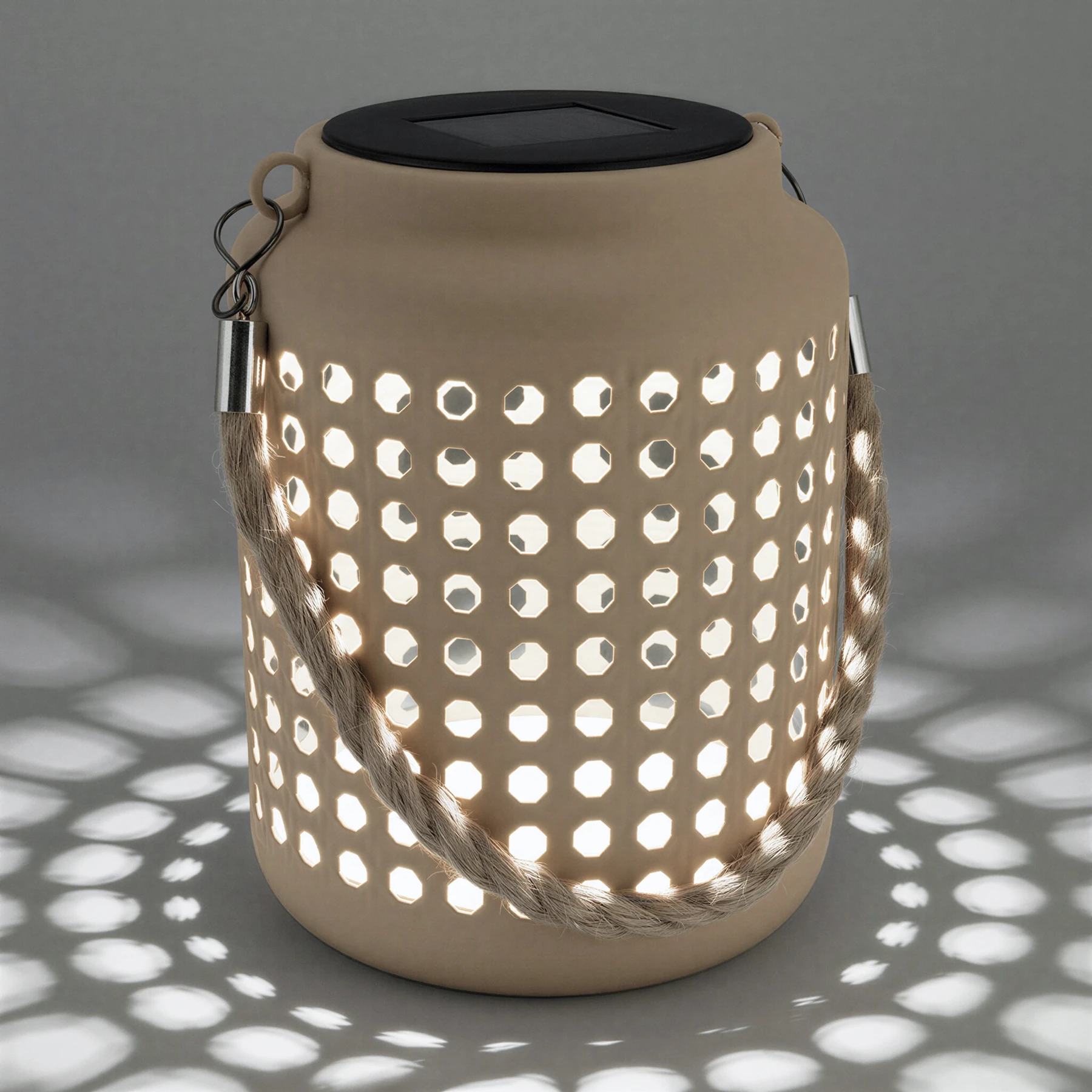 Solar Tischleuchte in beige - Lichtfarbe: kaltweiß