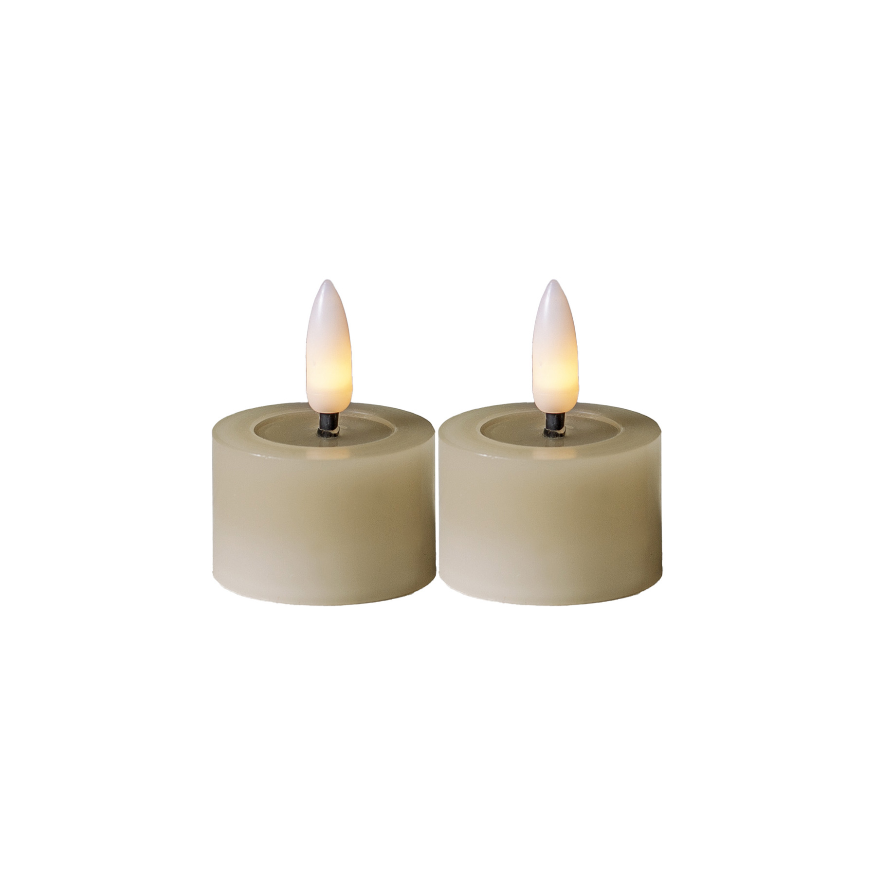 Flamme Flow - Kerzen Set für innen - Beige - Höhe: 5 cm - Batteriebetrieb - Timer - flackernd