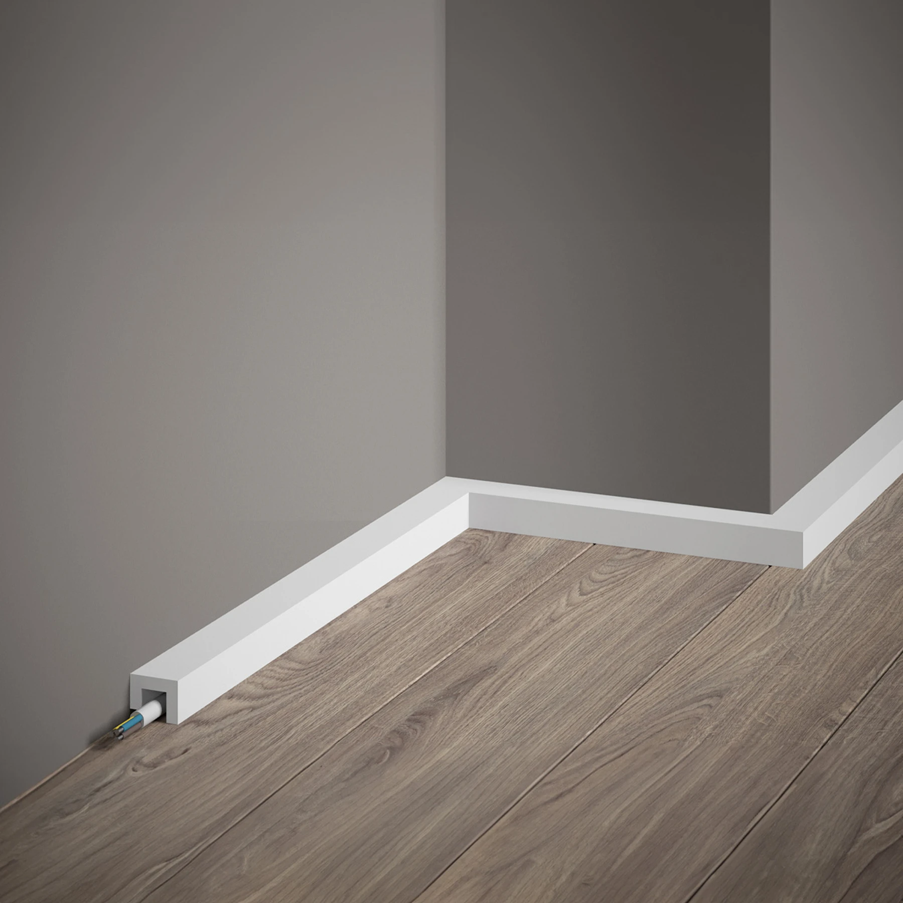 LED Stuckleiste - Sockelleiste mit Kabelkanal - 2,5 x 8 x 200cm