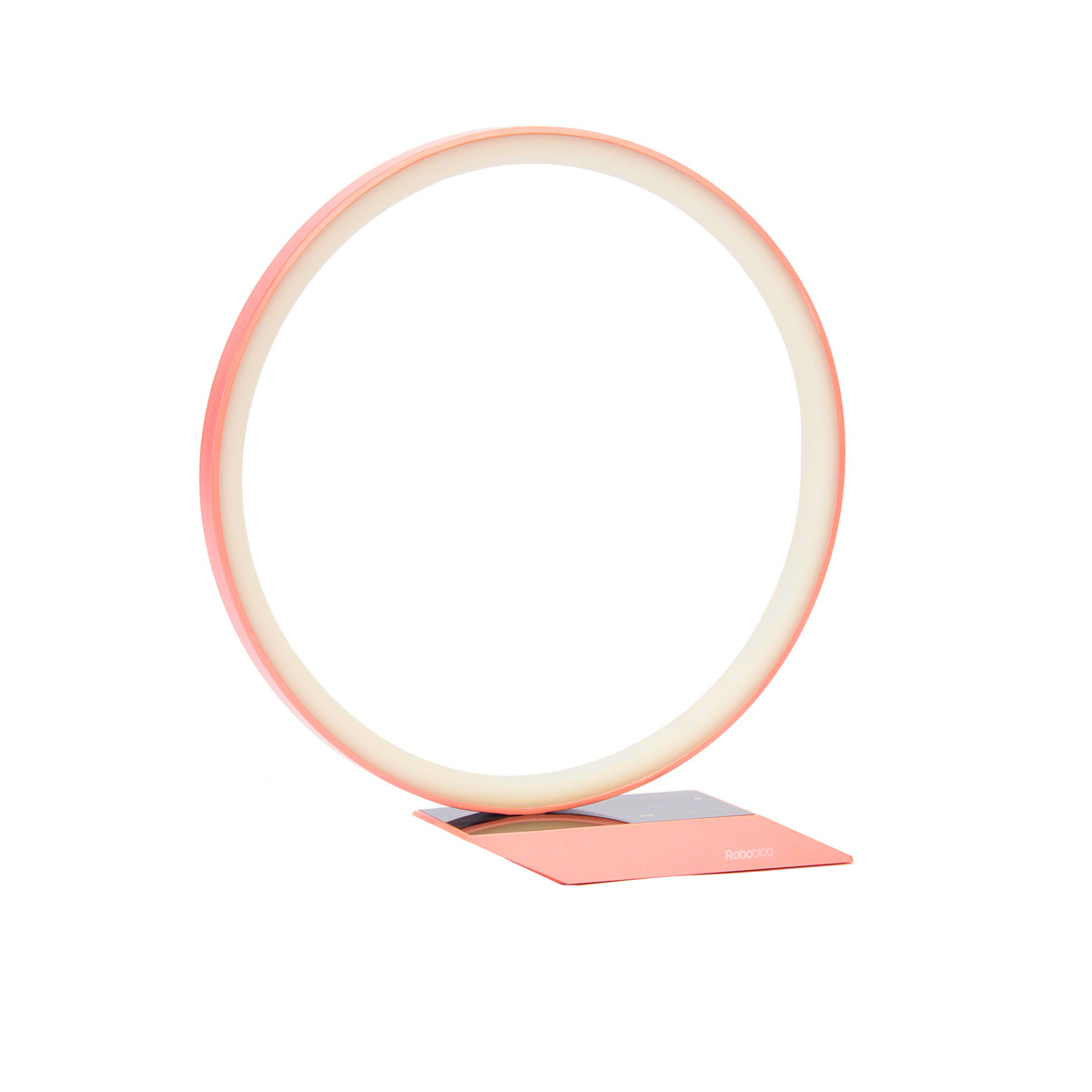 Smarte LED Tisch-Ringleuchte - RGB mit modernem Standfuß in Rosé