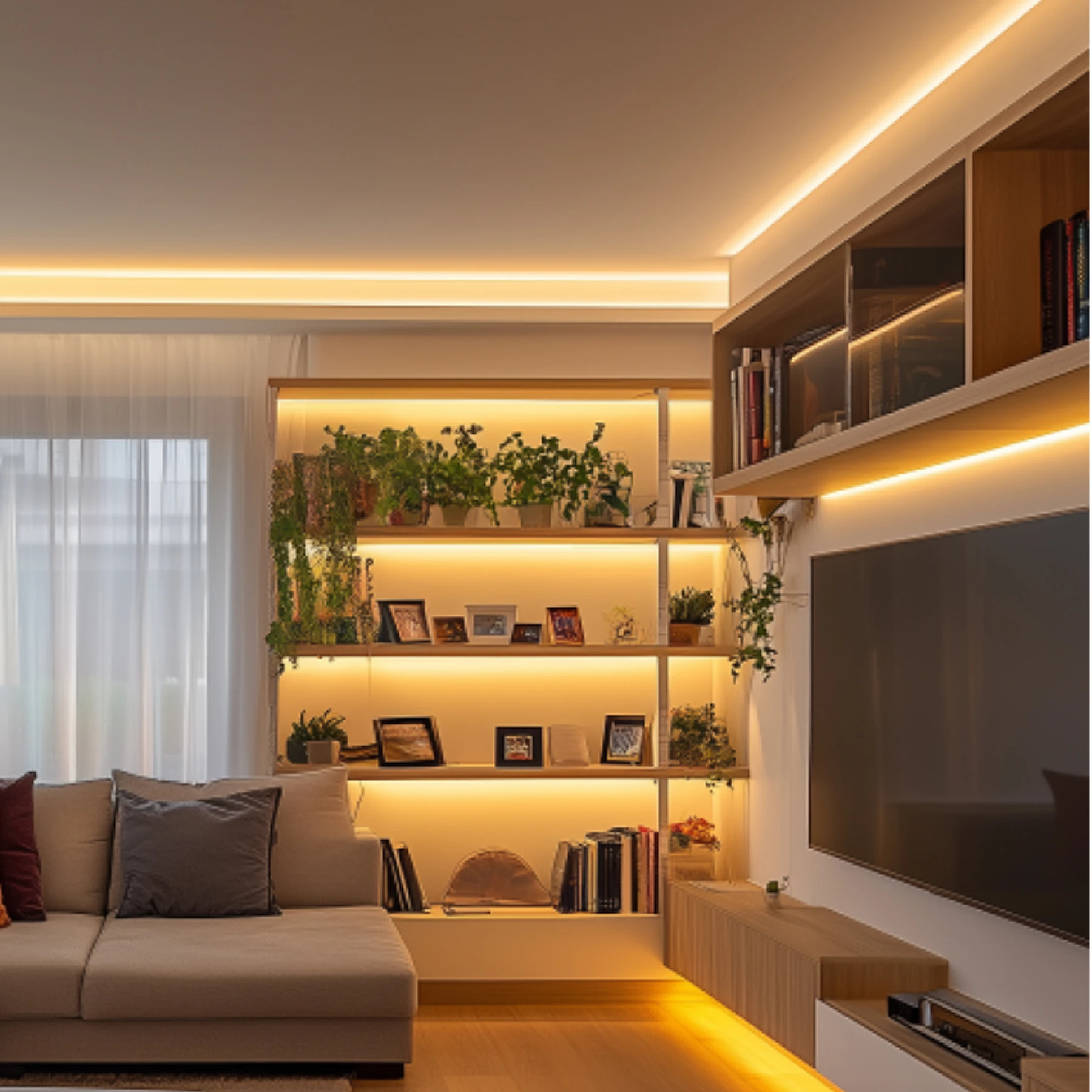 24V Black Line LED Eckleiste - RGBWW (RGB + warmweiß) - diffuse Abdeckung - 33cm - 18 LEDs - 4 Watt - 360 Lumen - mit Ausgangskabel ( zum Anschluss einer weiteren LED- Leiste )